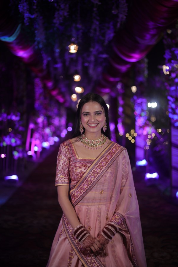 MRINALINI Engagement Hand-painted Madhubani Lehnga