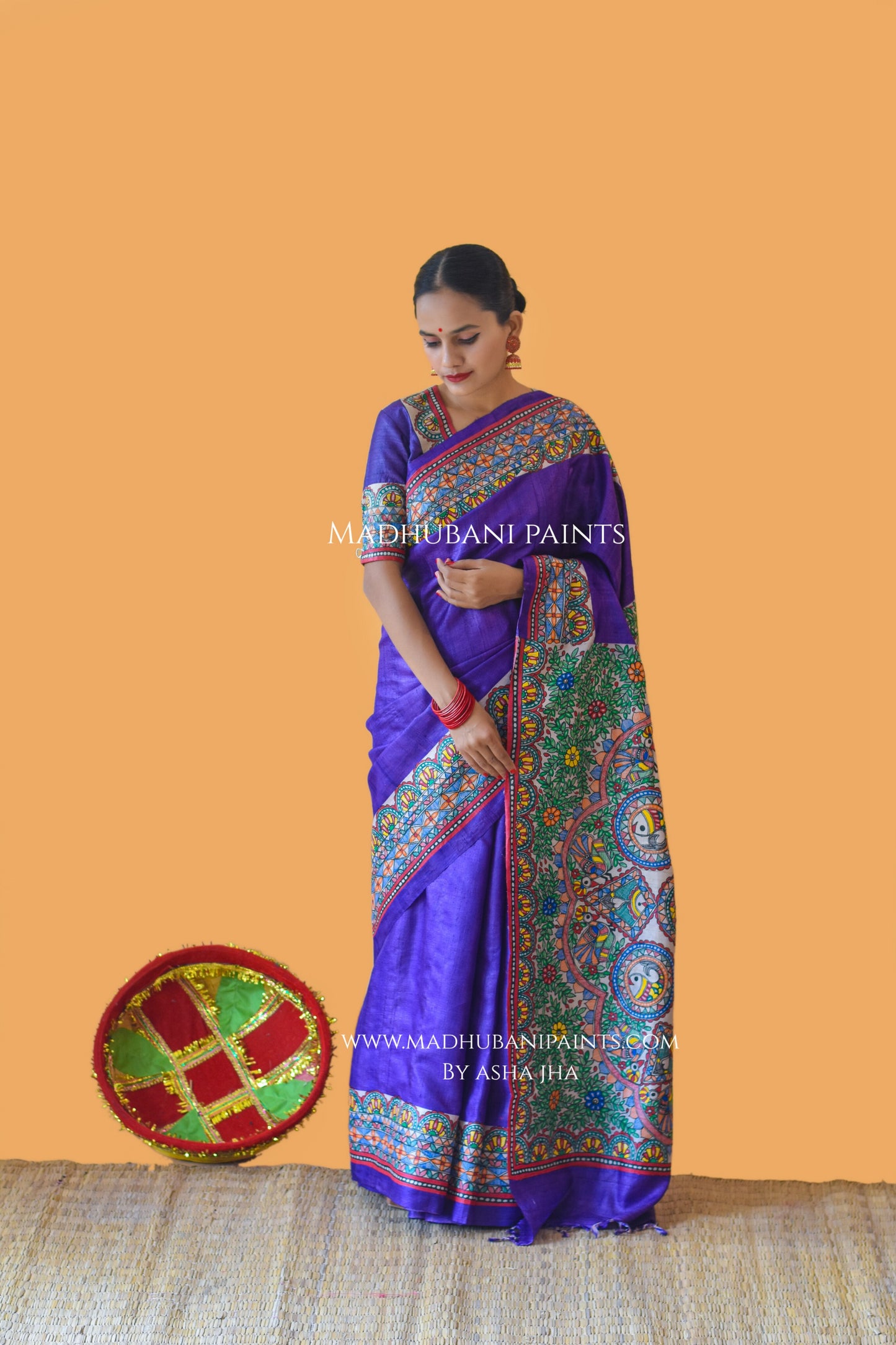 'MANOHARA' Tussar Silk Hand-Painted Madhubani Saree