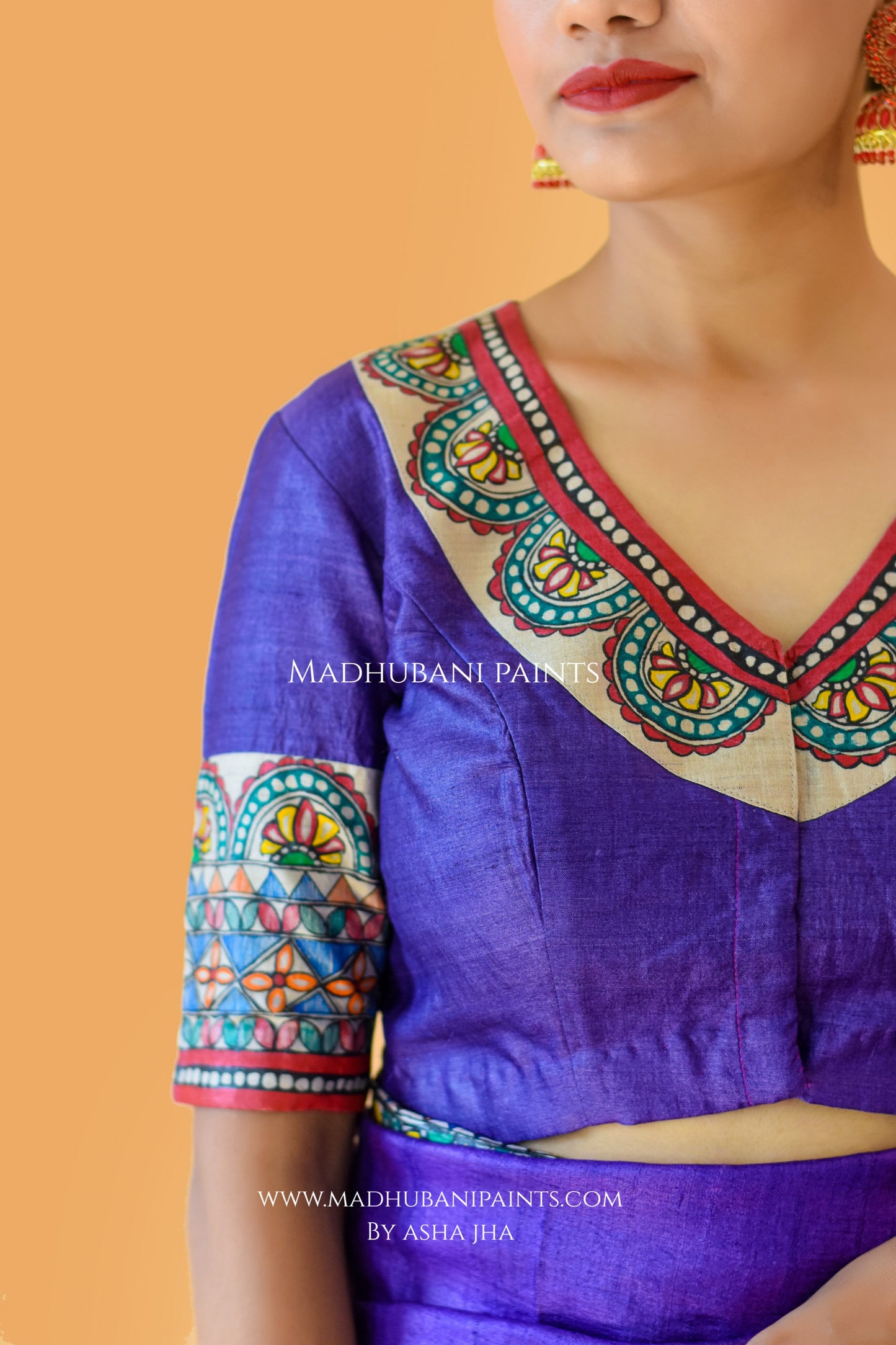 'MANOHARA' Tussar Silk Hand-Painted Madhubani Saree Blouse set