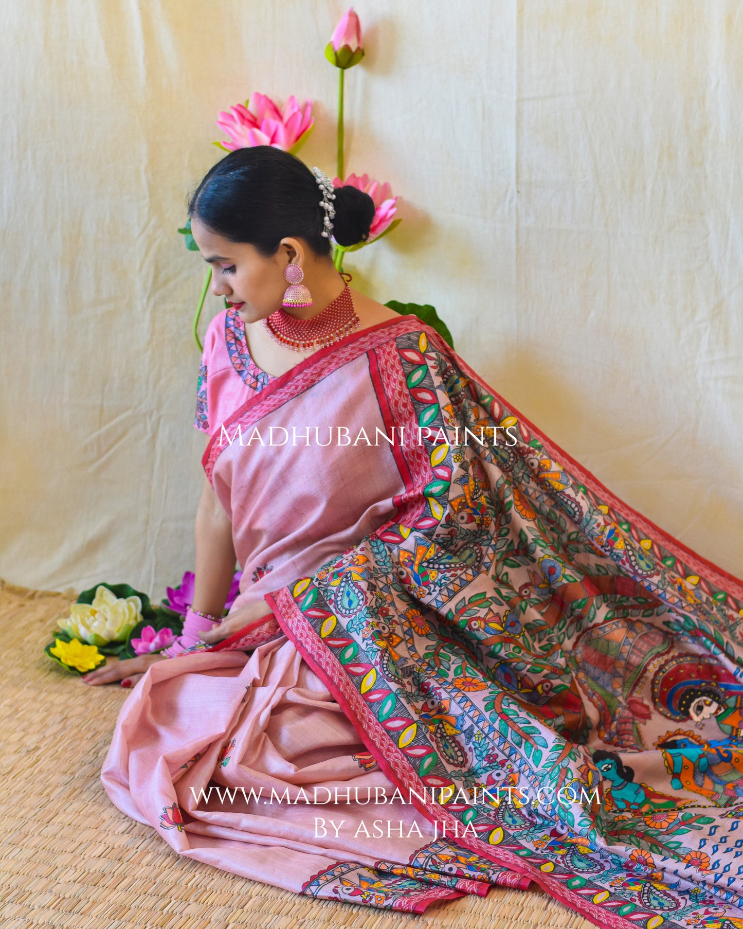 'KEVAT PREM' Handpainted Madhubani Tussar Silk Saree