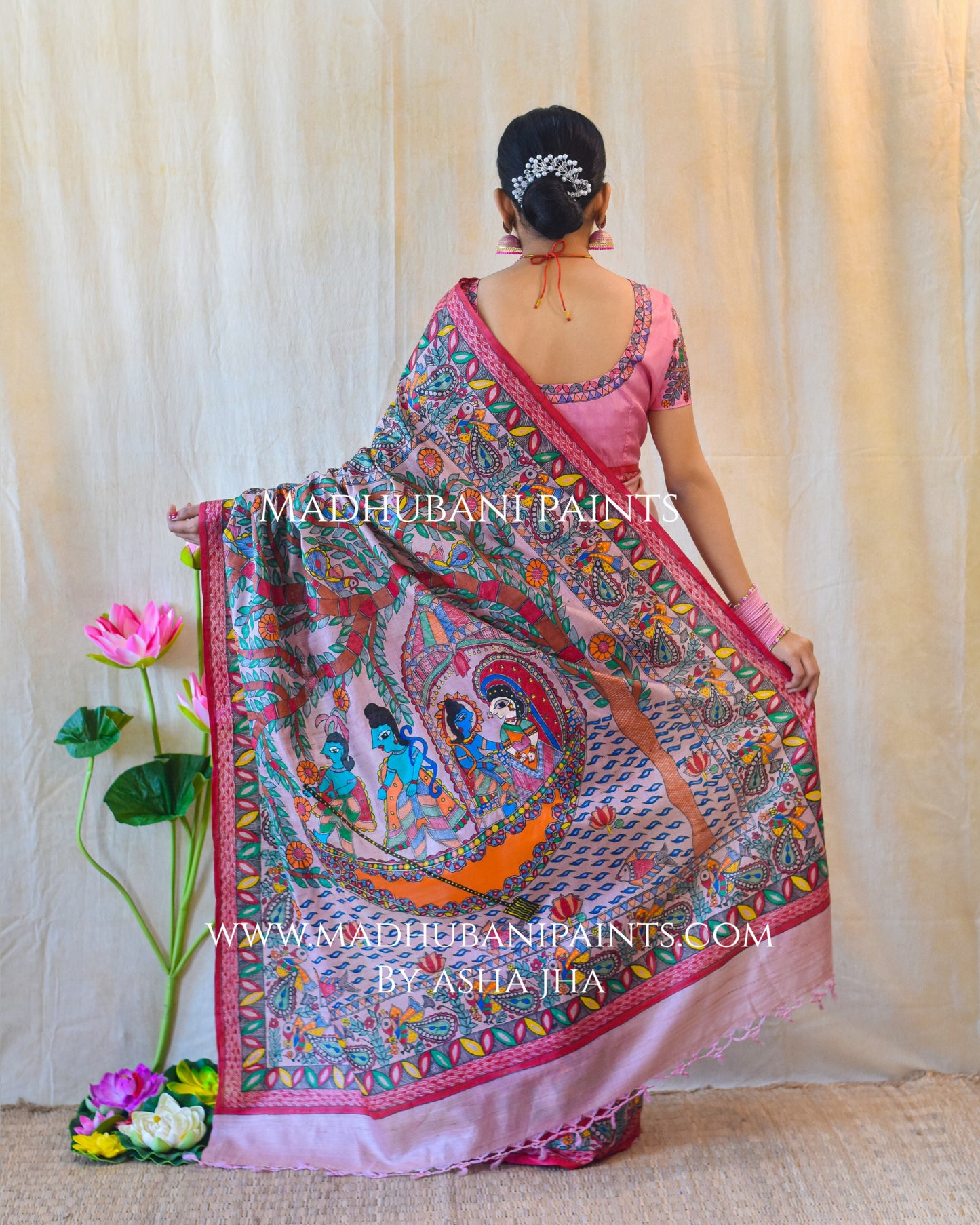 'KEVAT PREM' Handpainted Madhubani Tussar Silk Saree