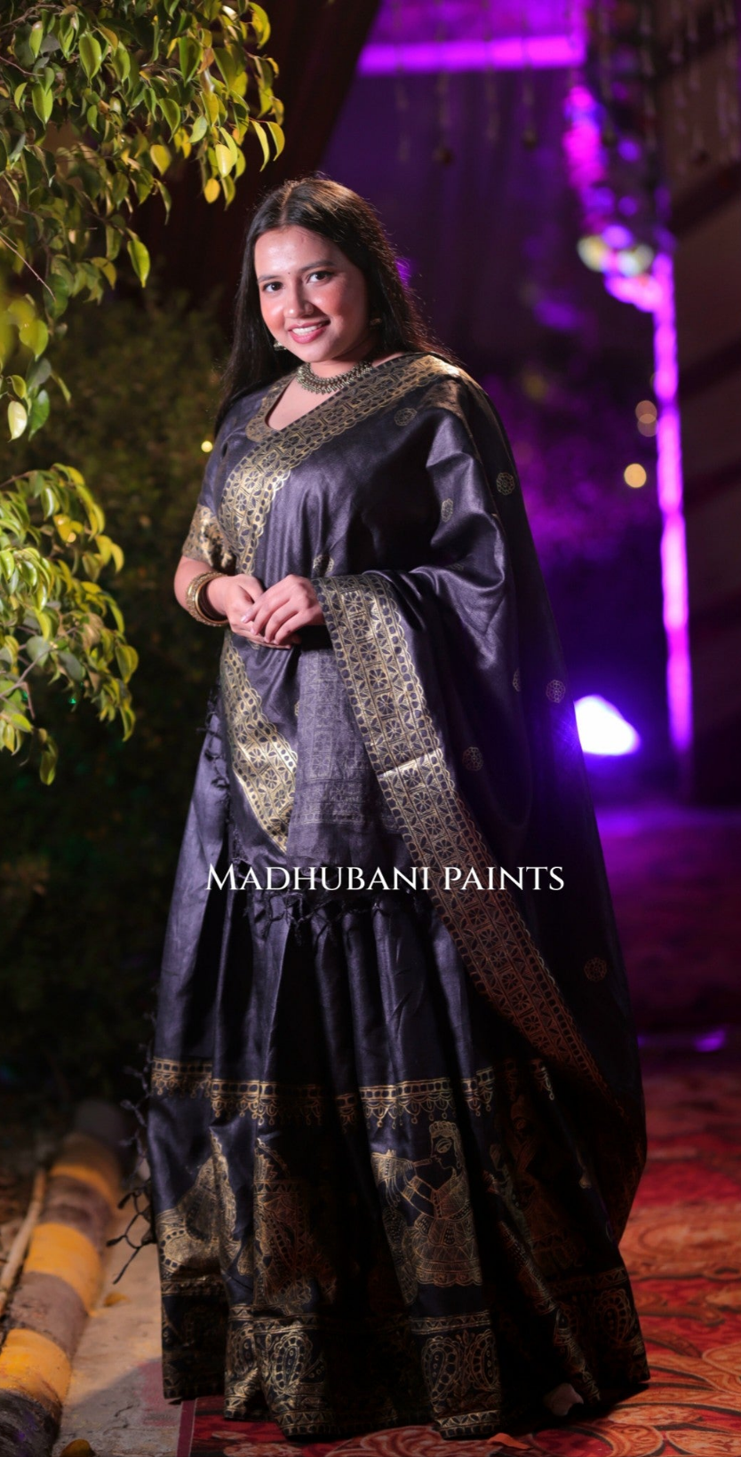 MANOHAR SANGEET Hand-painted Madhubani Lehnga