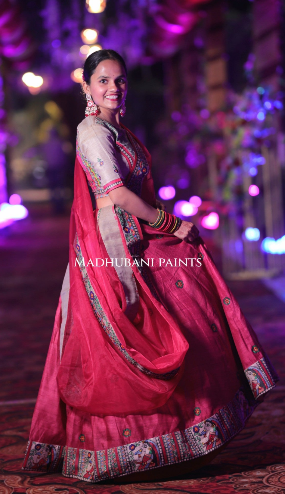 LAALIMA SANGEET Hand-painted Madhubani Lehnga