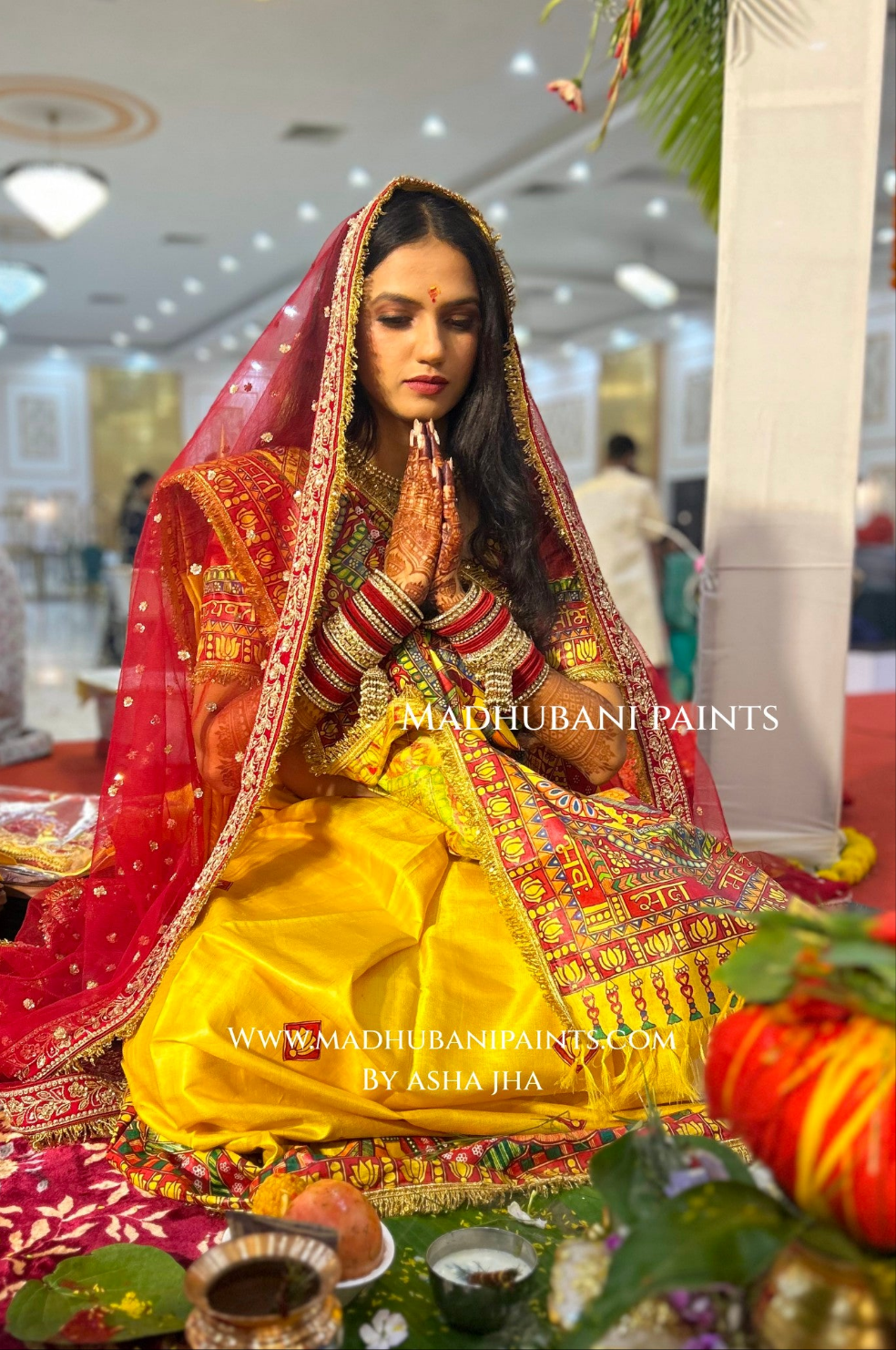 MITHILA VIVAH SINDOORDAAN Hand-painted Madhubani Tussar Silk Saree