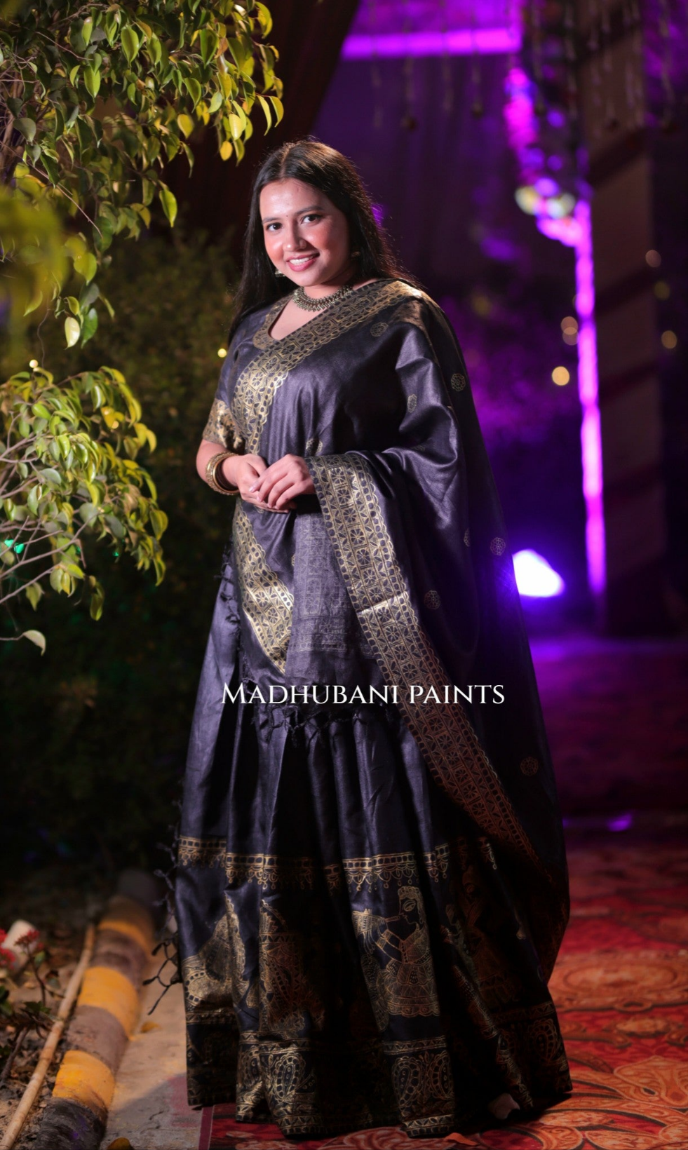 MANOHAR SANGEET Hand-painted Madhubani Lehnga