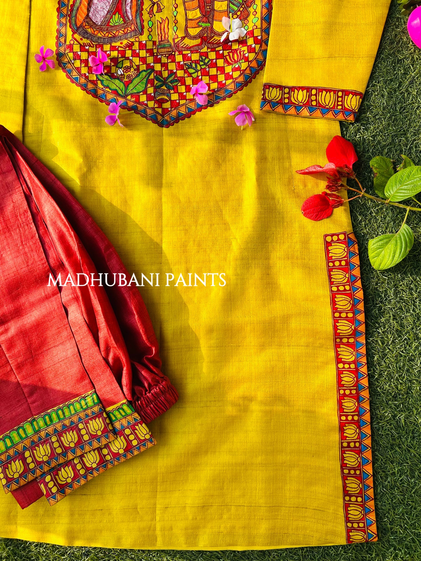 Shiv Parvati Vivah Hand-painted Handloom Men's Tussar Silk Kurta