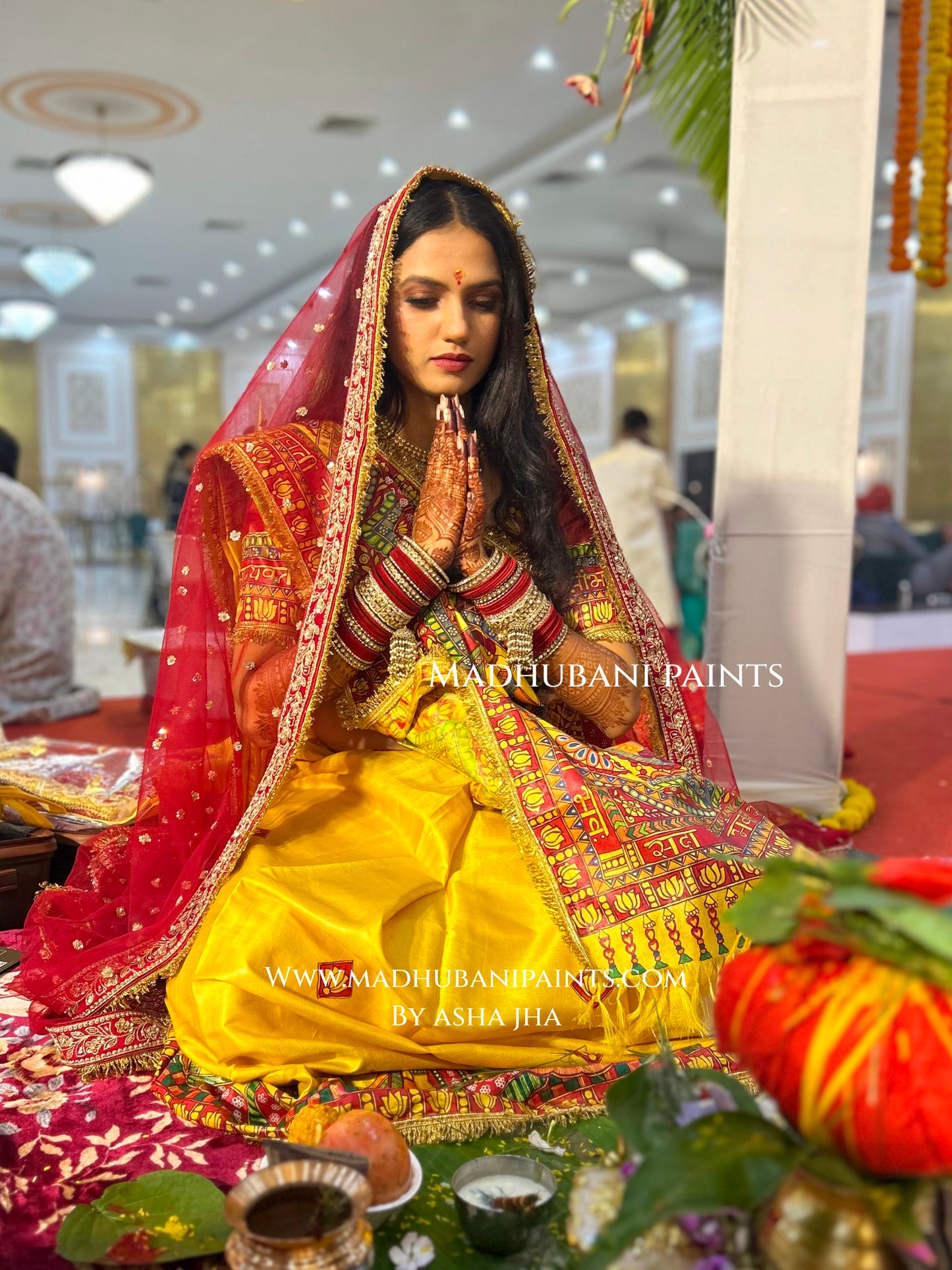 MITHILA VIVAH SINDOORDAAN Hand-painted Madhubani Tussar Silk Saree