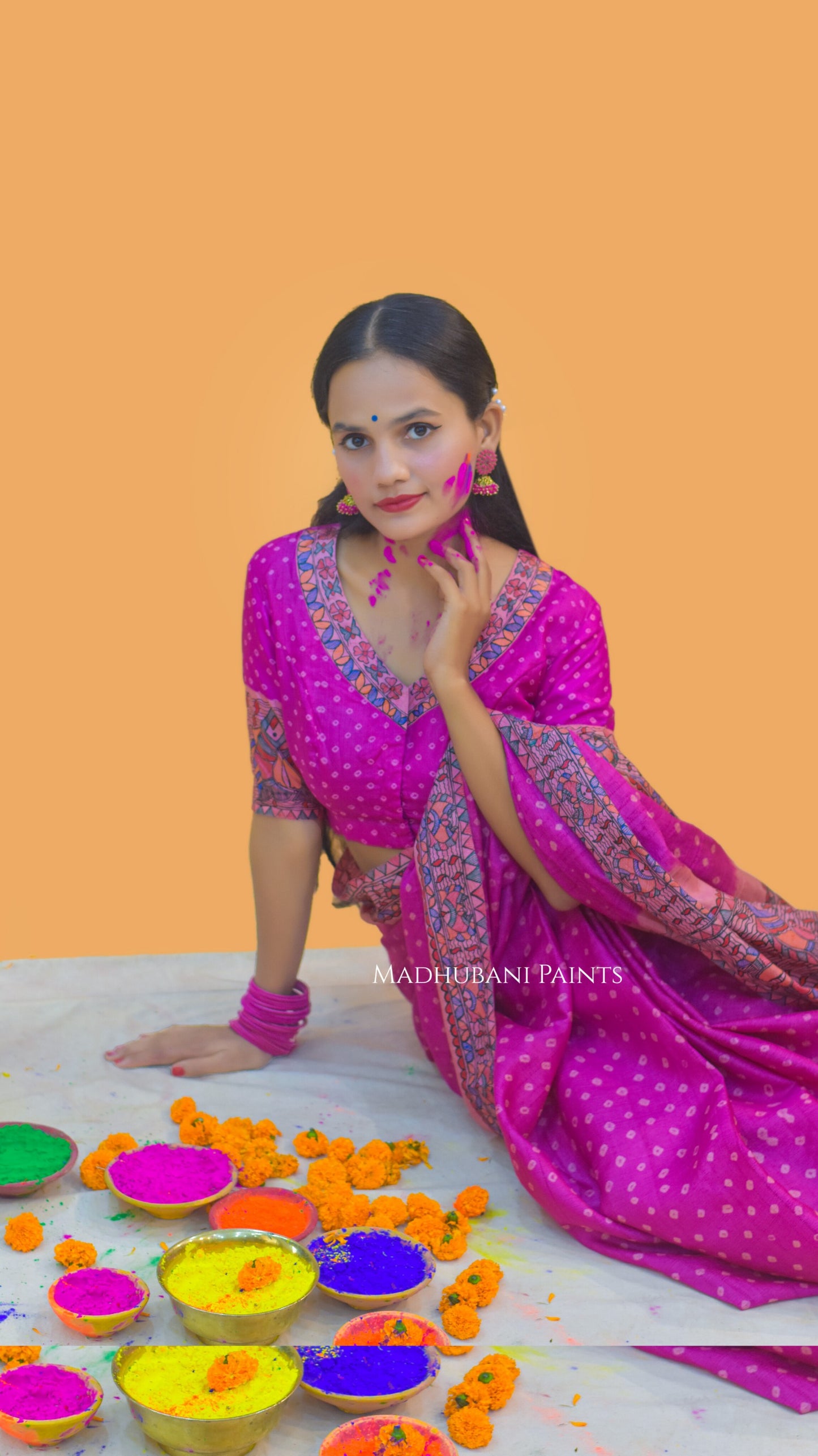 MATSYA BANDHINI MANDALI Hand-painted Madhubani Tussar Silk Blouse