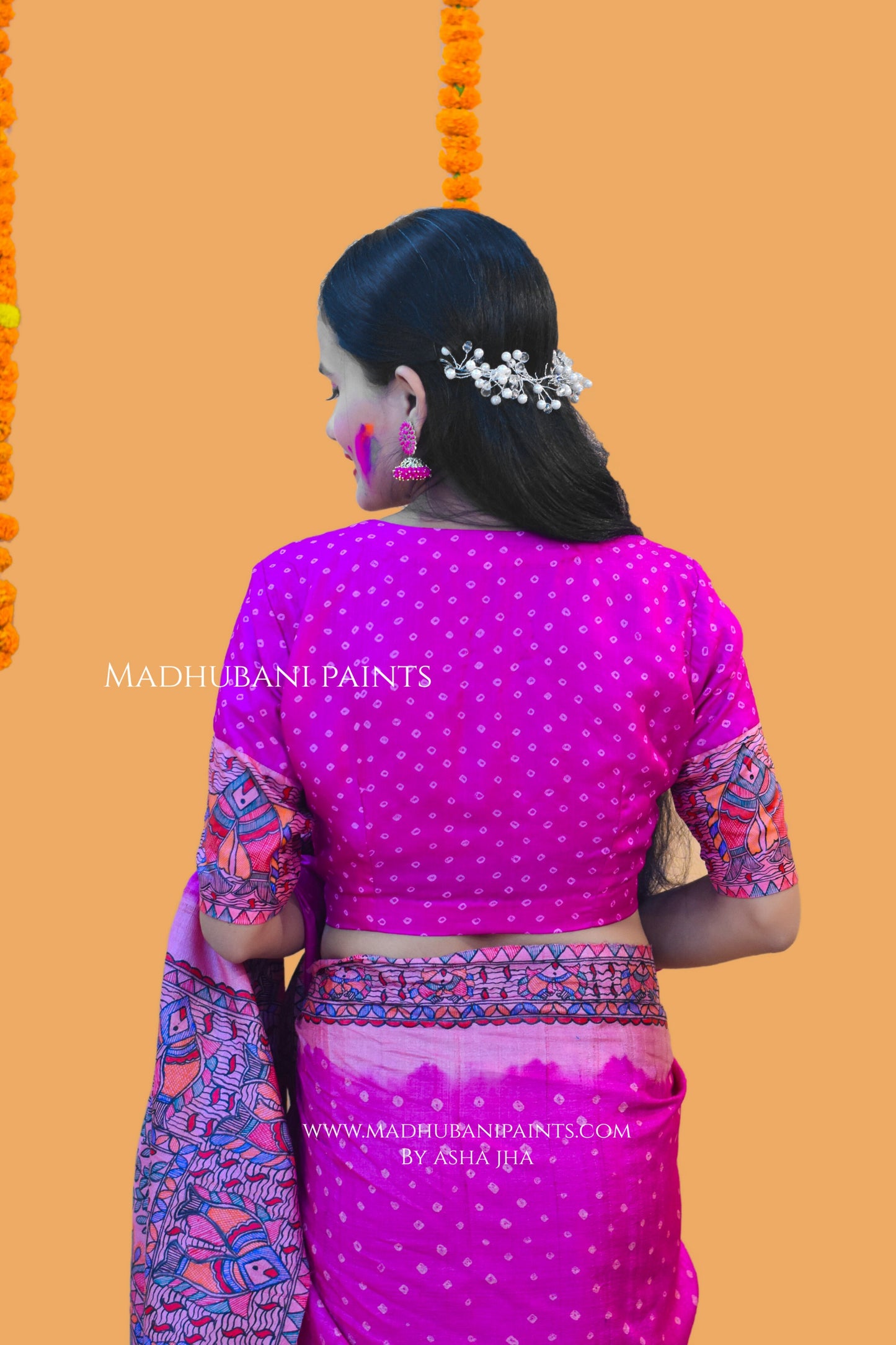 MATSYA BANDHINI MANDALI Hand-painted Madhubani Tussar Silk Blouse