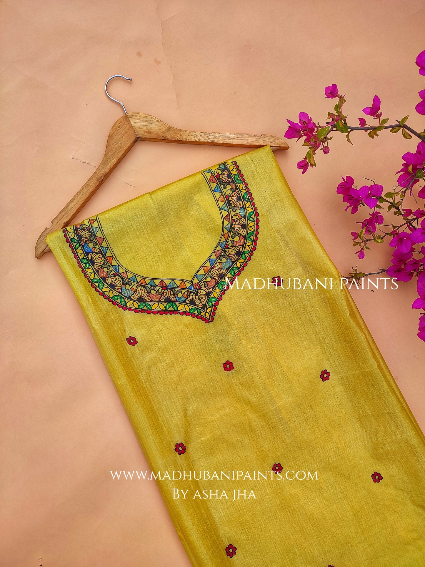 Doli Bidaai Hand-painted Unstitched Handloom Tussar Silk Kurta