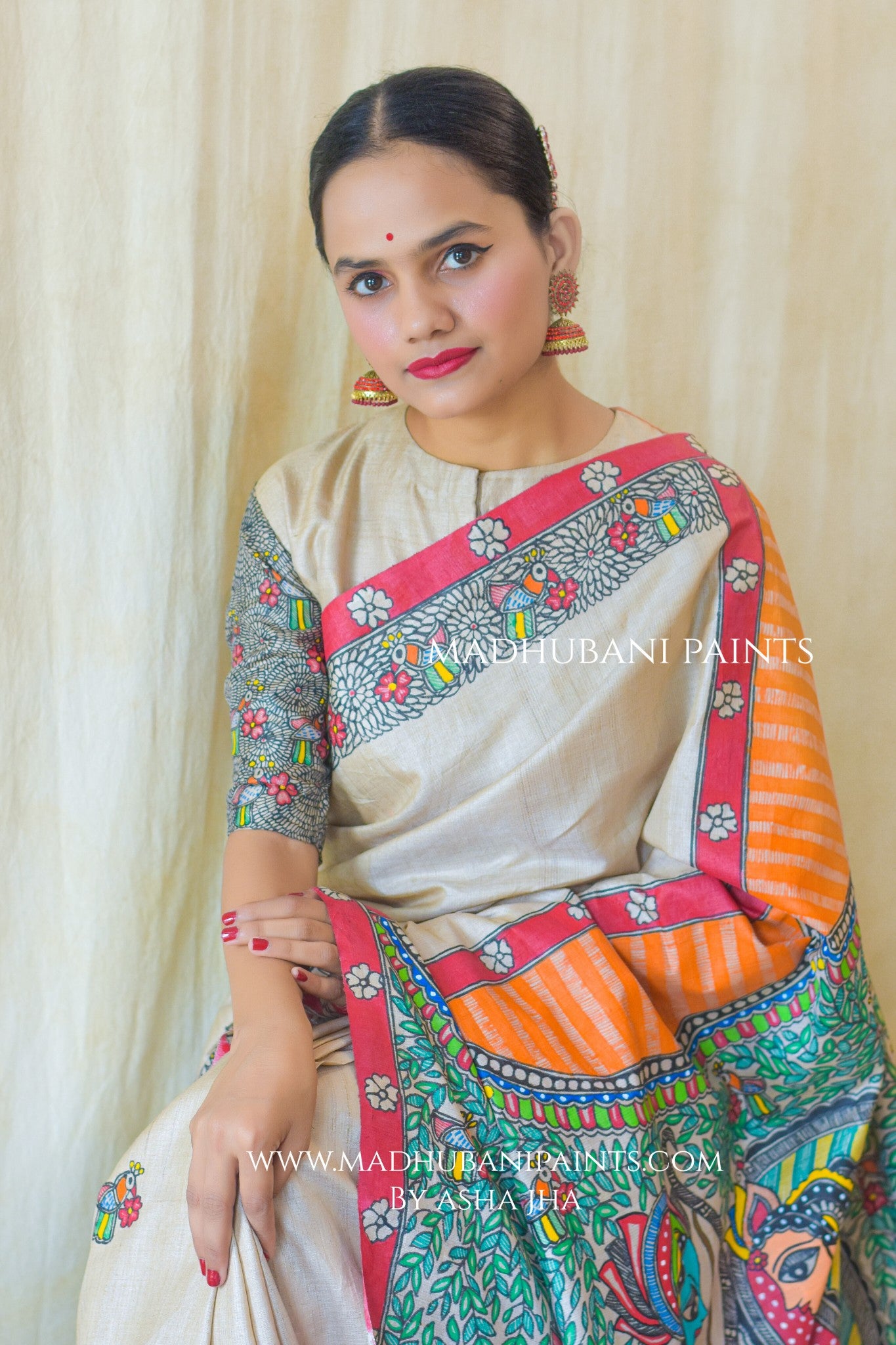 RAM SITA SWAYAMBAR Hand-painted Tusaar Silk Saree