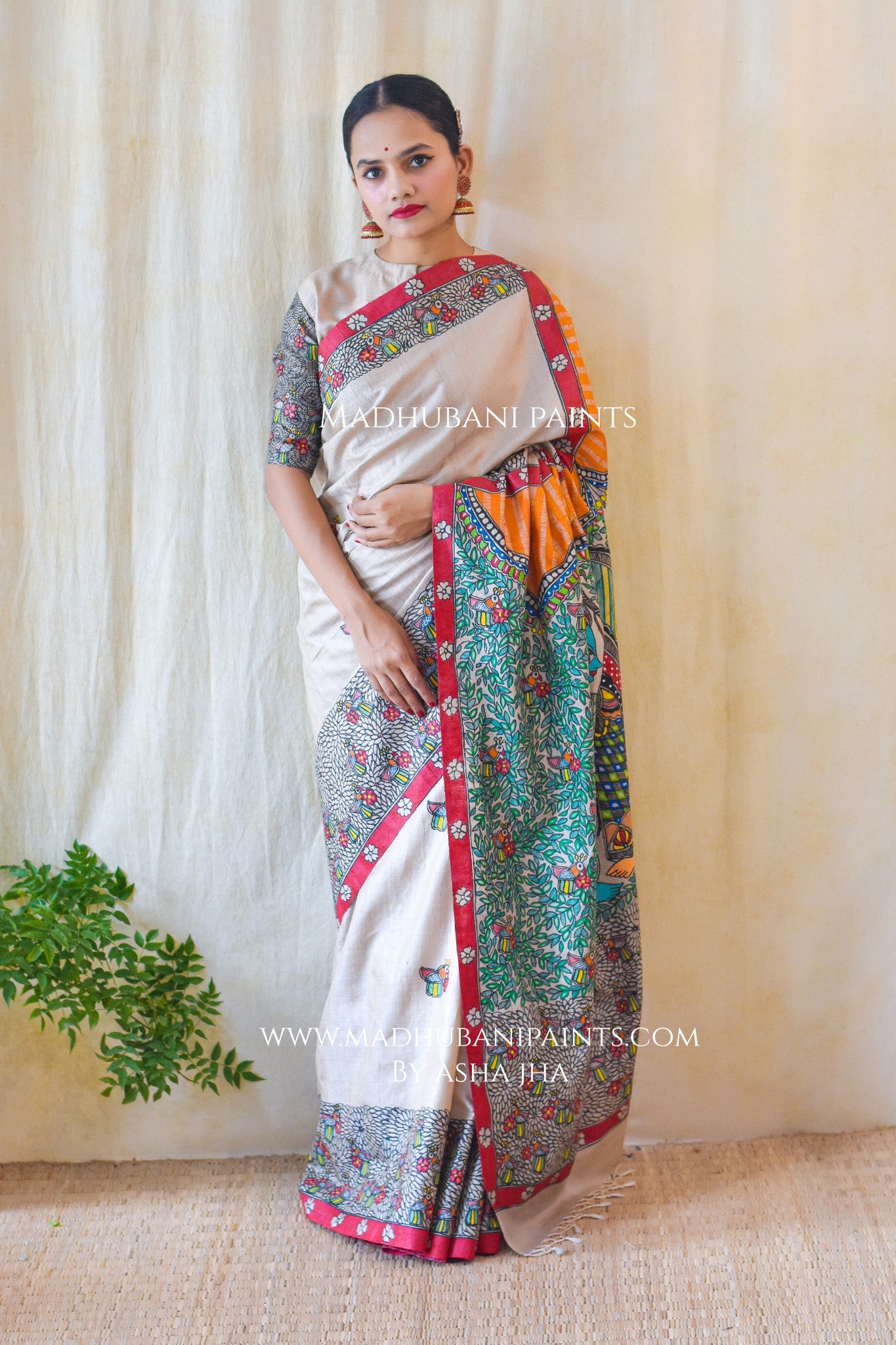 RAM SITA SWAYAMBAR Hand-painted Tusaar Silk Saree