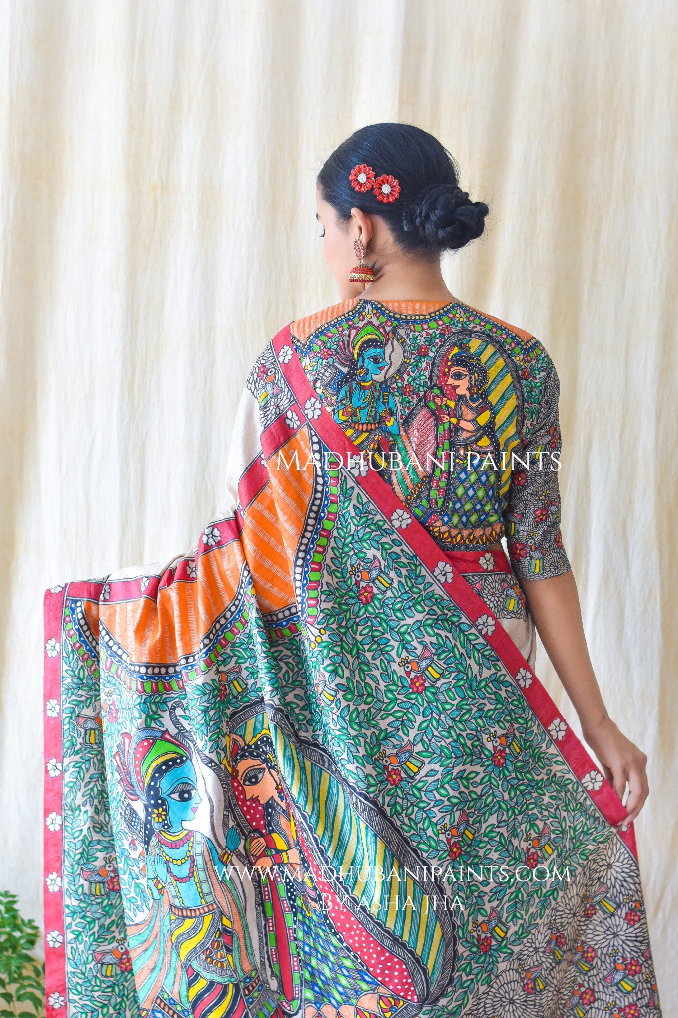 RAM SITA SWAYAMBAR Hand-painted Tusaar Silk Saree
