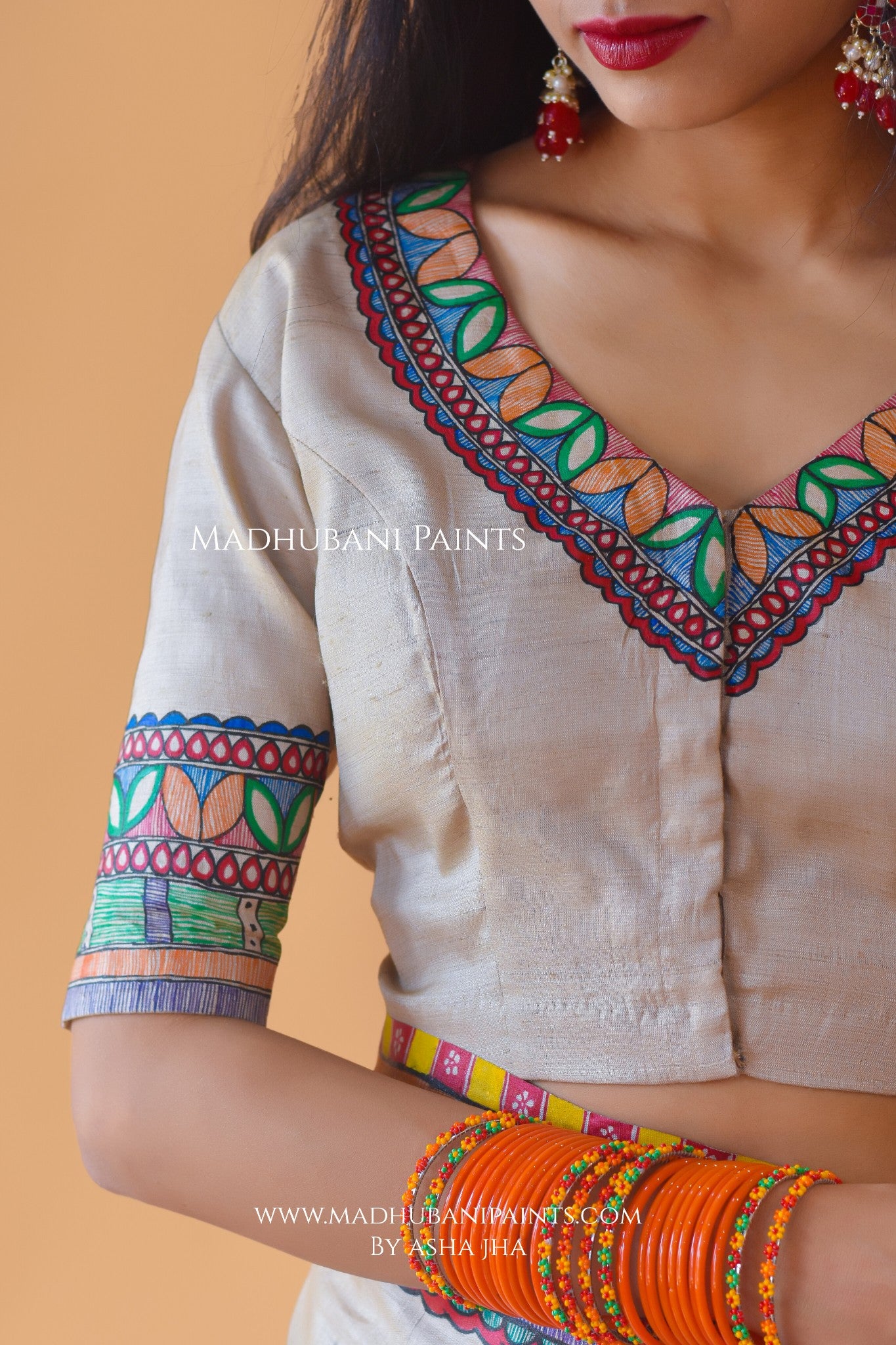 MITHILANCHAL VIVAH Hand-painted Madhubani Tussar Silk Blouse