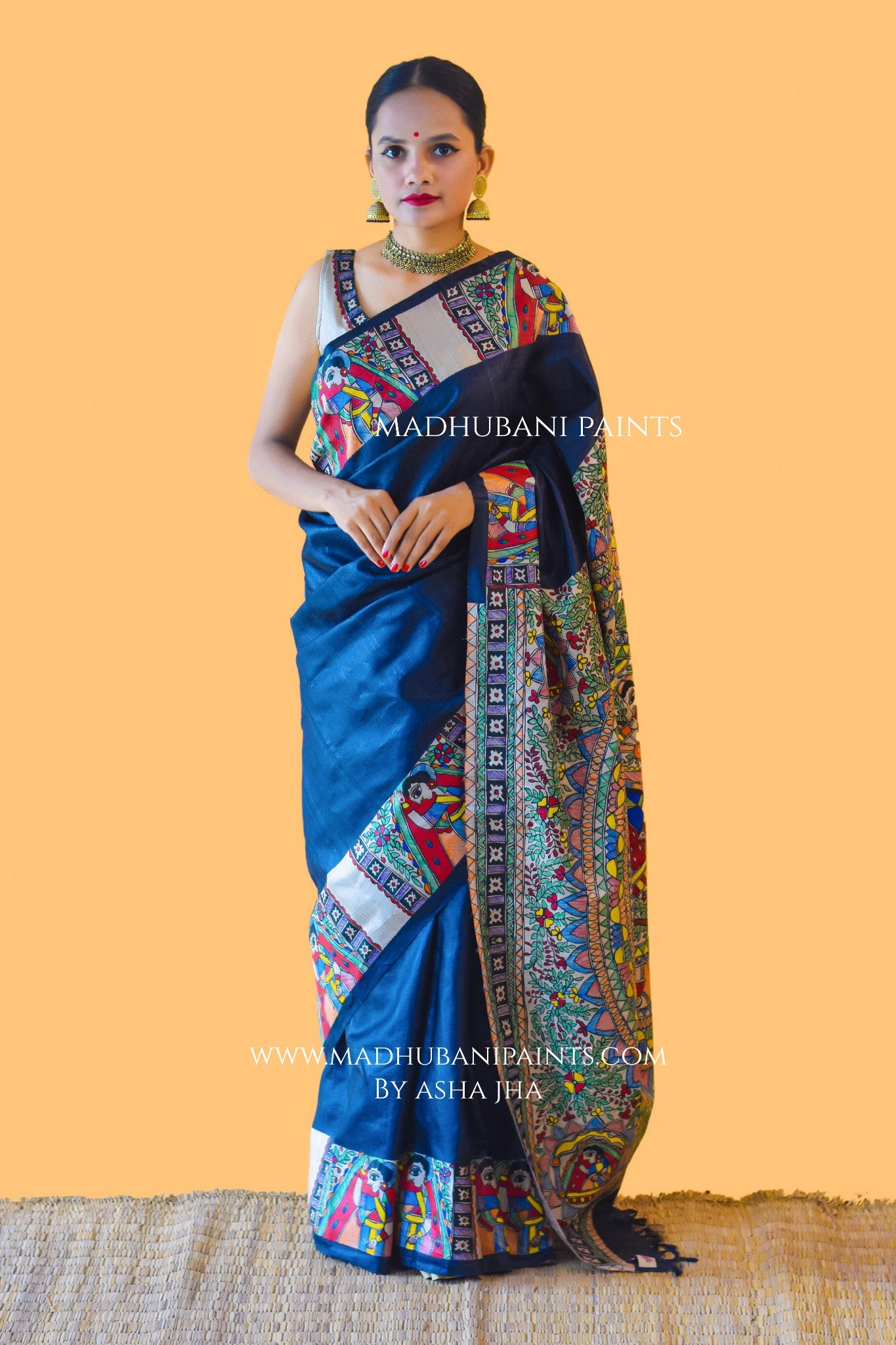 GODNA DOLI Hand-painted Madhubani Saree