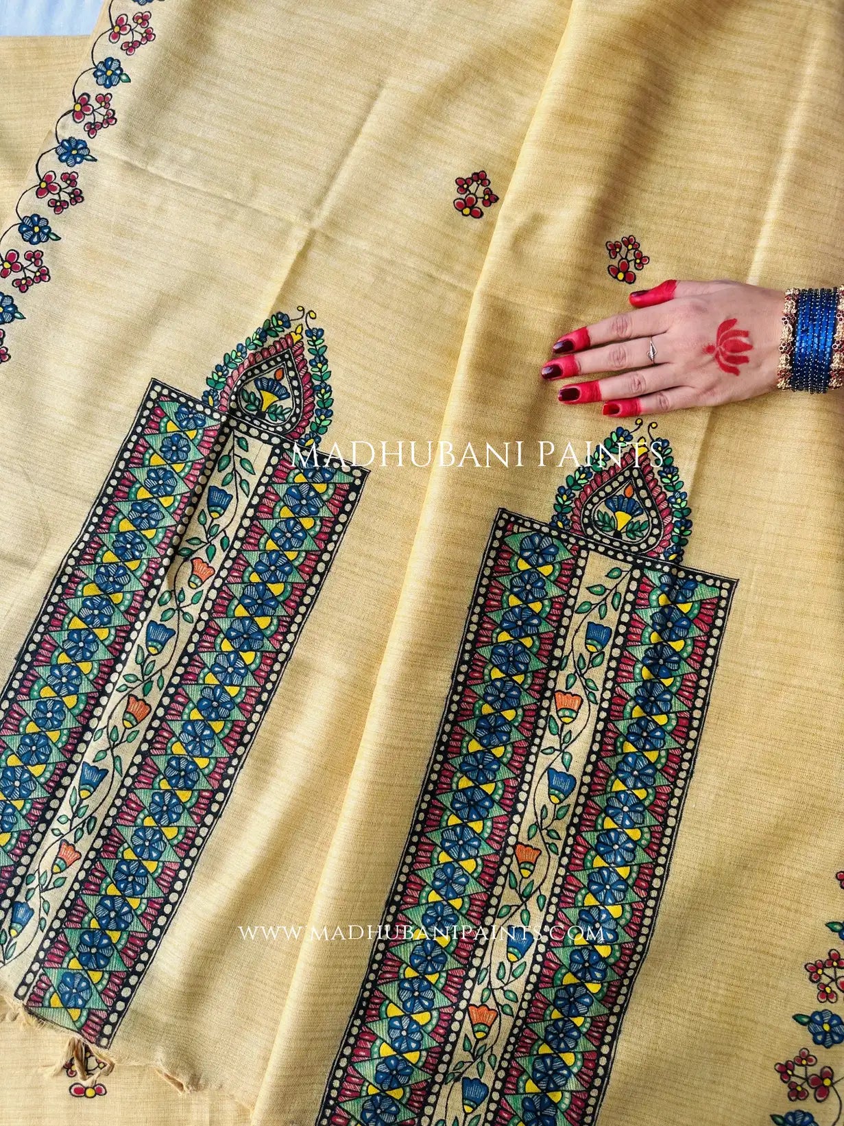 Mithila Upvan Hand-painted Madhubani Painting Cotton Unstitched Suit Set