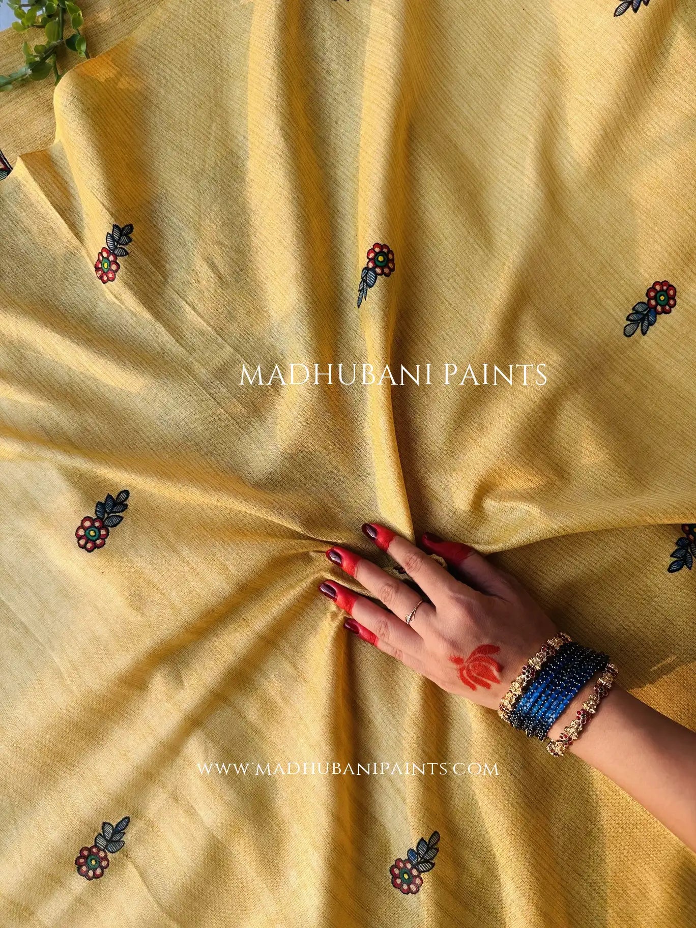 ayur Phoolwari Hand-painted Madhubani Painting Cotton Unstitched Suit Set