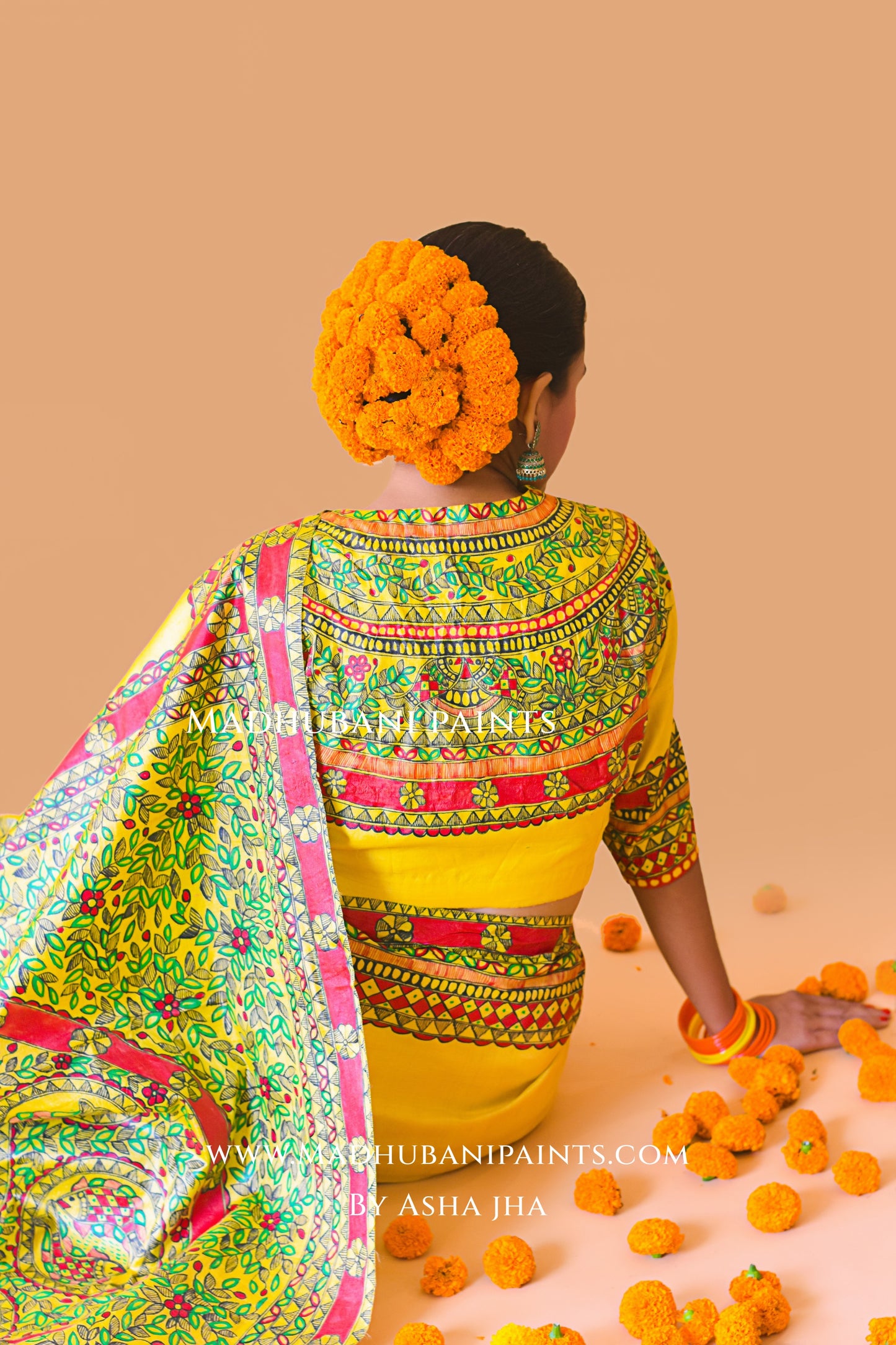 MATSYA SANGAM Hand-painted Madhubani Tussar Silk Blouse