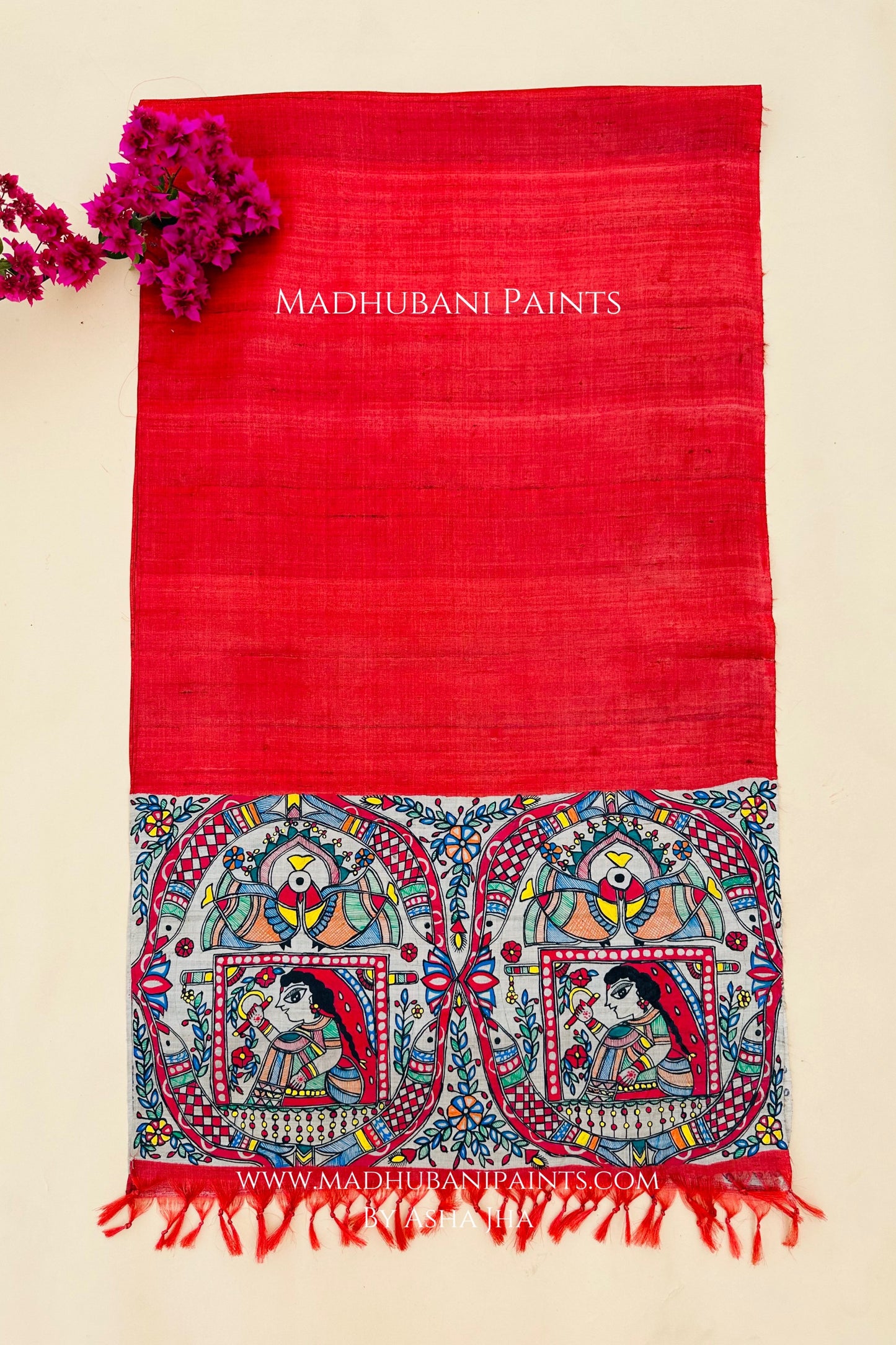 Mithila Doli Red Tussar Silk Stole