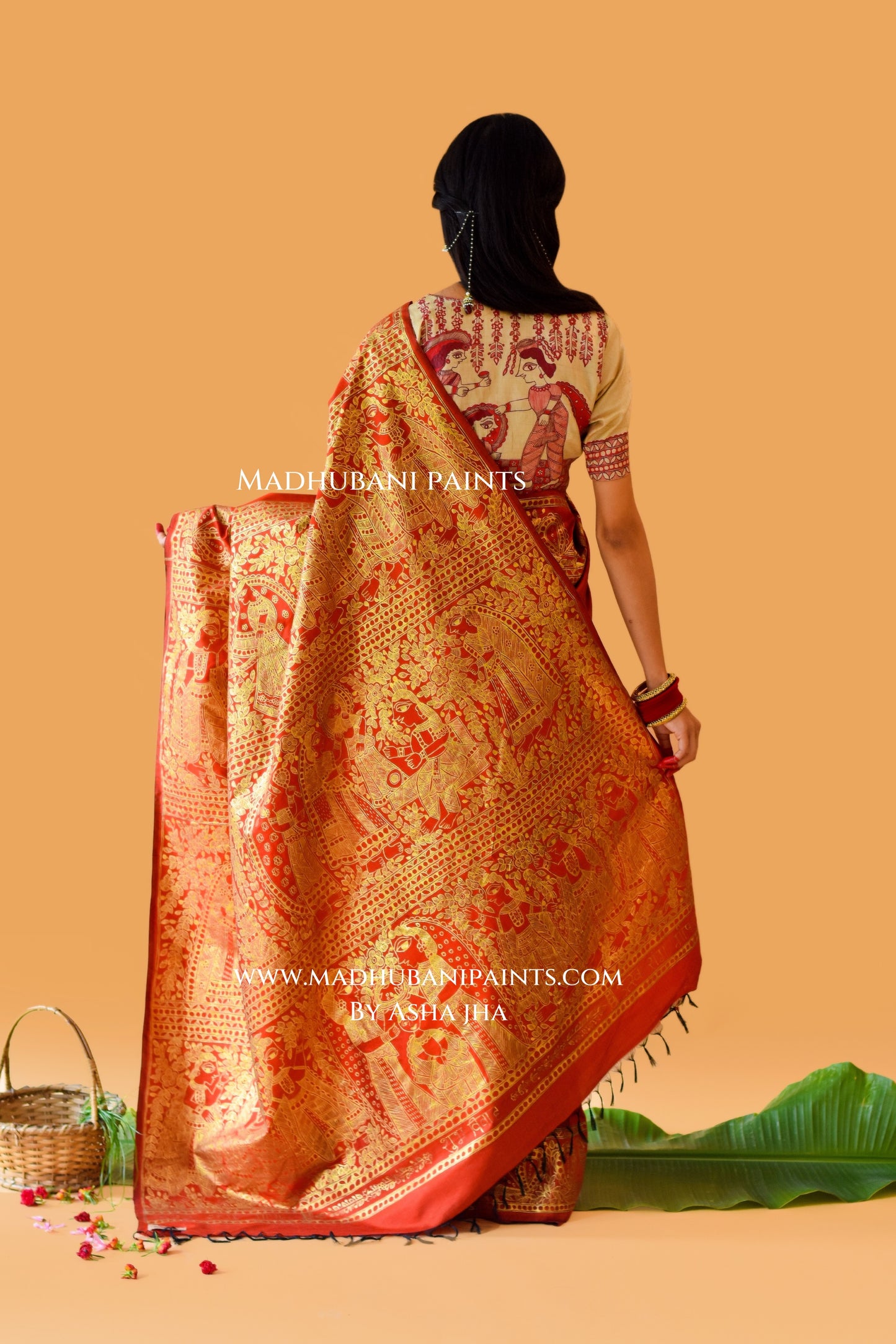 KANYADAAN Hand-painted Madhubani Bishnupuri Silk Blouse Set