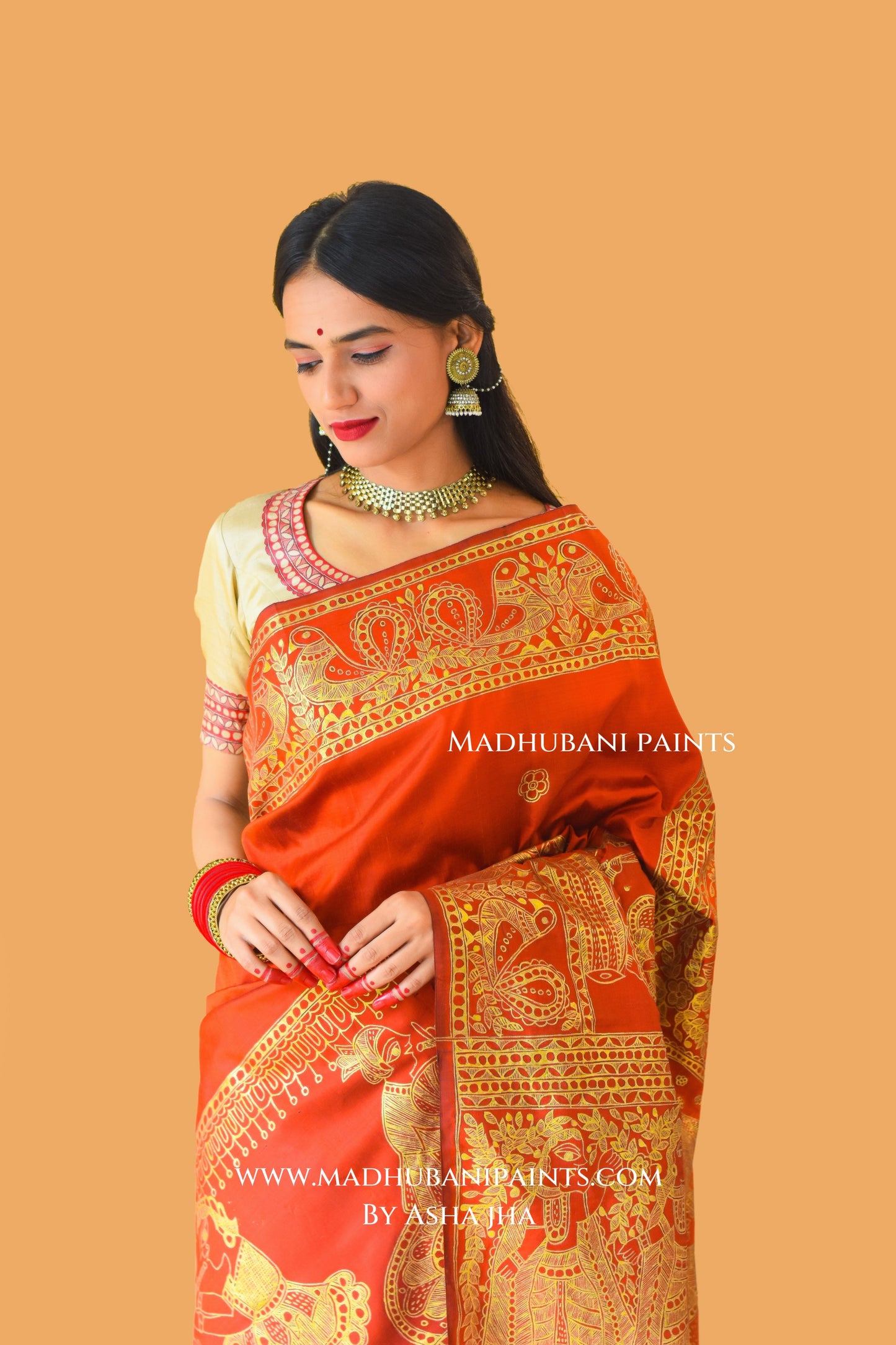 KANYADAAN Hand-painted Madhubani Bishnupuri Silk Blouse Set