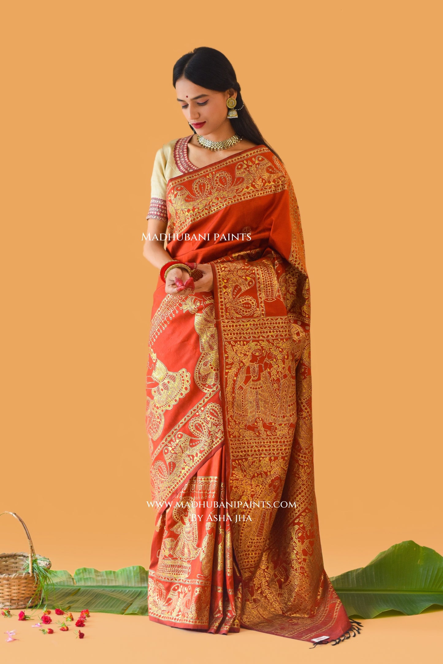 KANYADAAN Hand-painted Madhubani Bishnupuri Silk Blouse Set