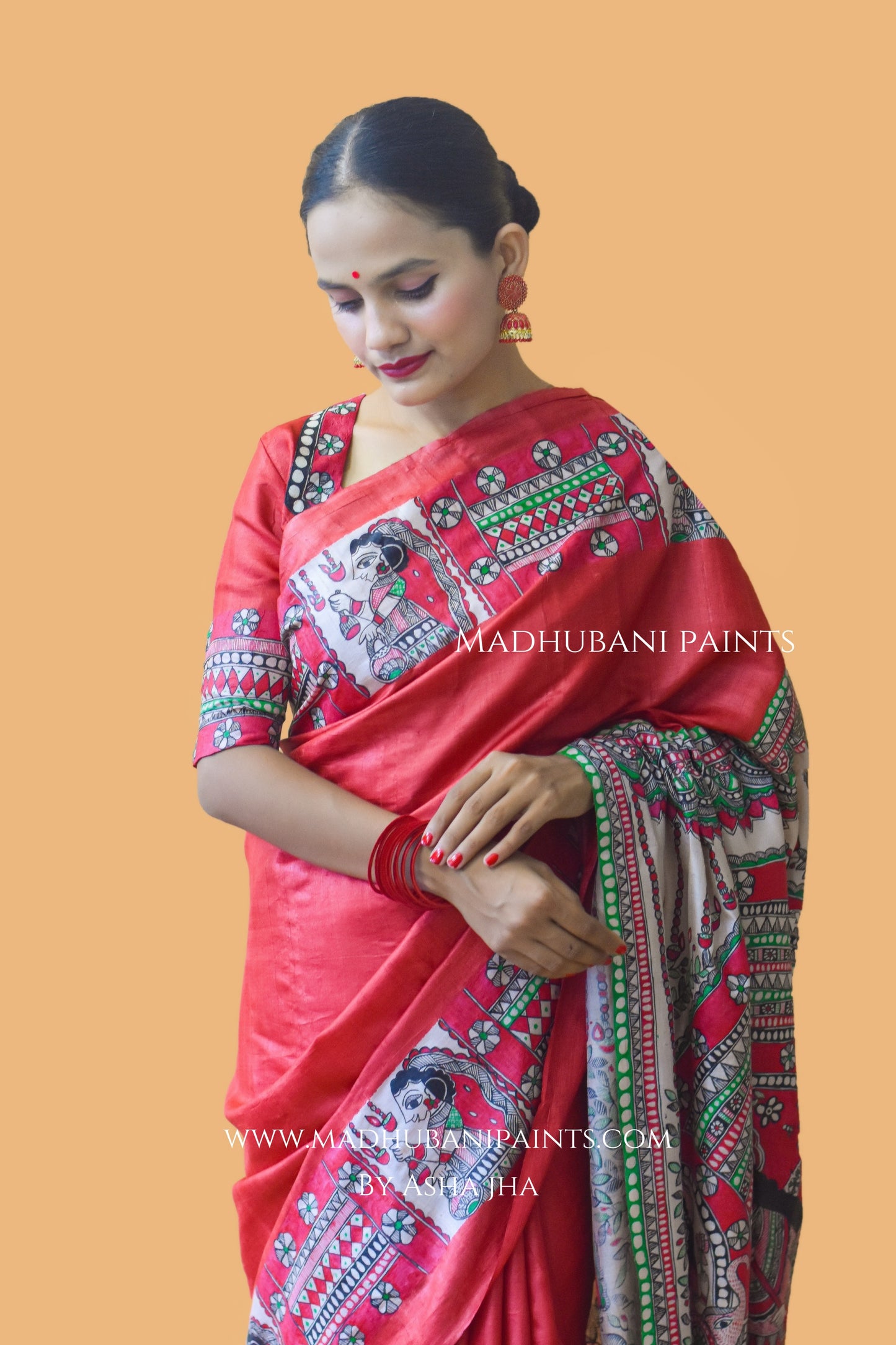 LAAL NARAYANI Hand-painted Tussar Silk Saree