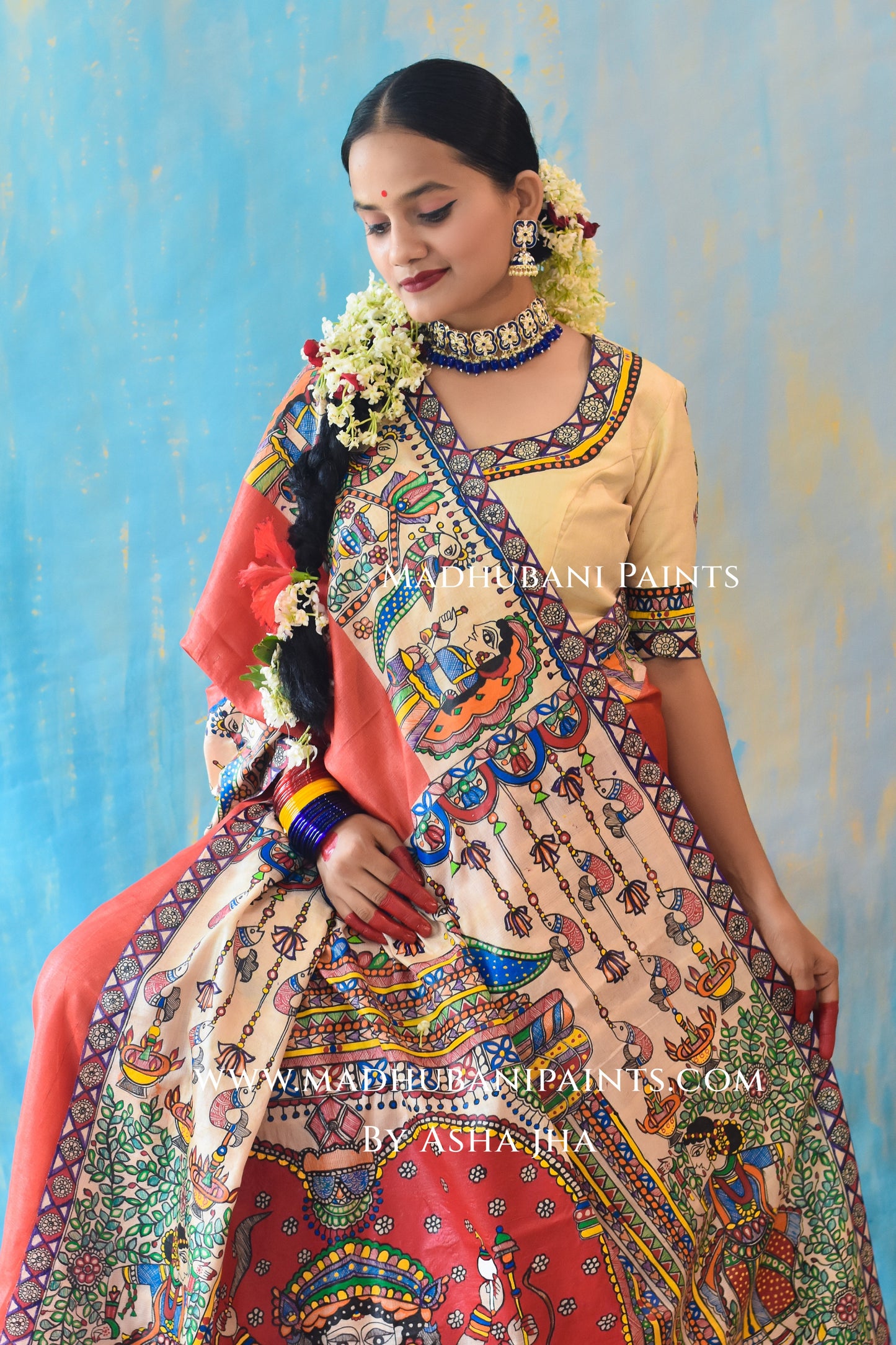 PARMESHWARI Hand-painted Madhubani Tussar Silk Blouse