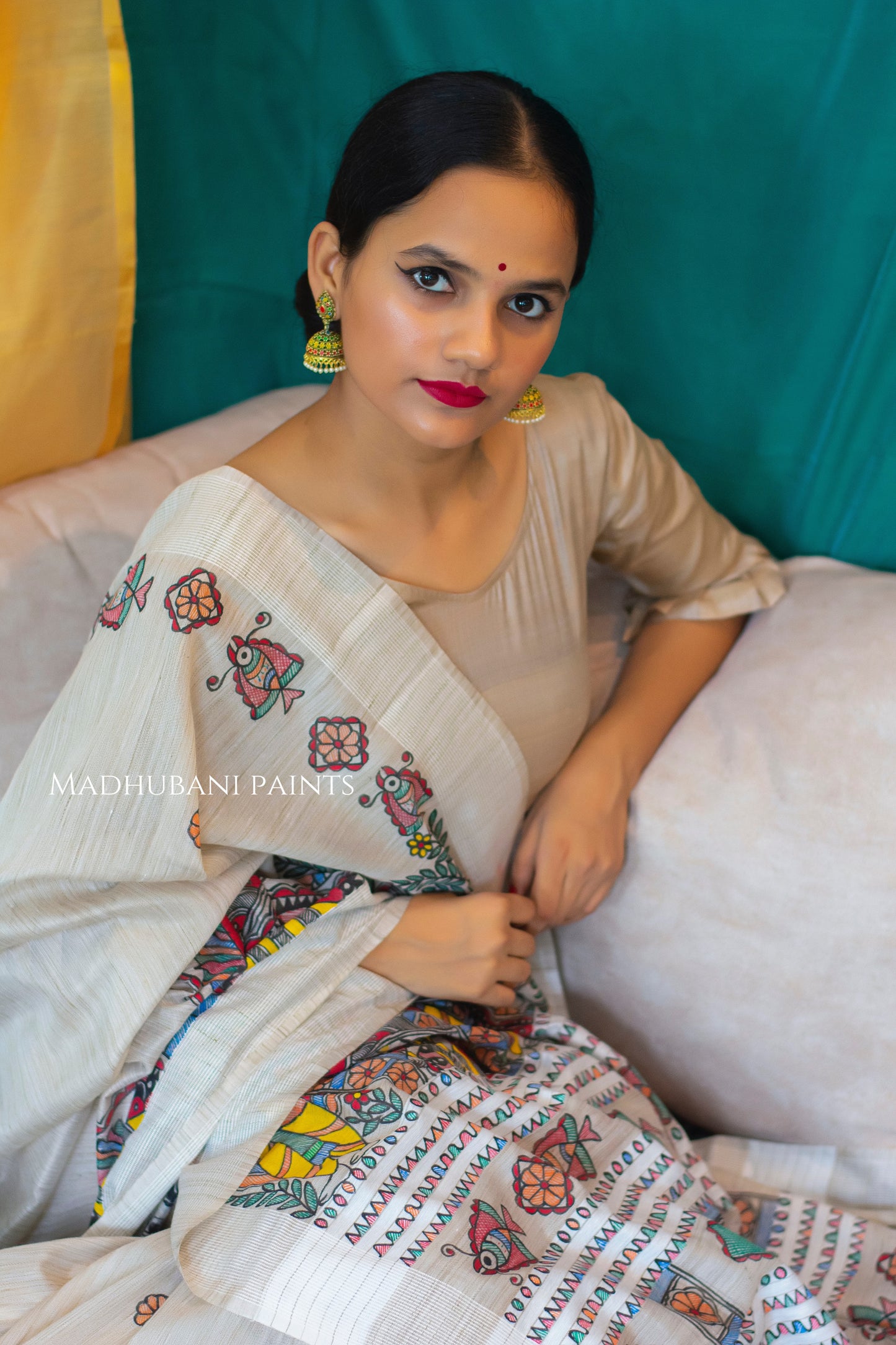 GAUNA IN MITHILA Handpainted Madhubani Chanderi Saree