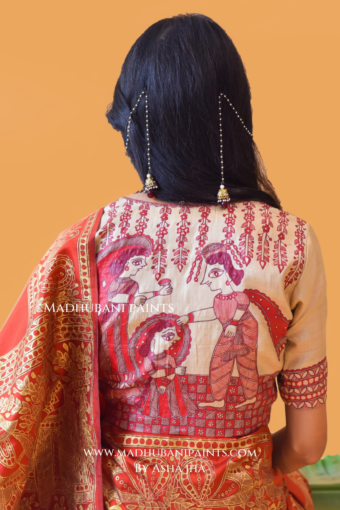 KANYADAAN Hand-painted Madhubani Bishnupuri Silk Blouse Set