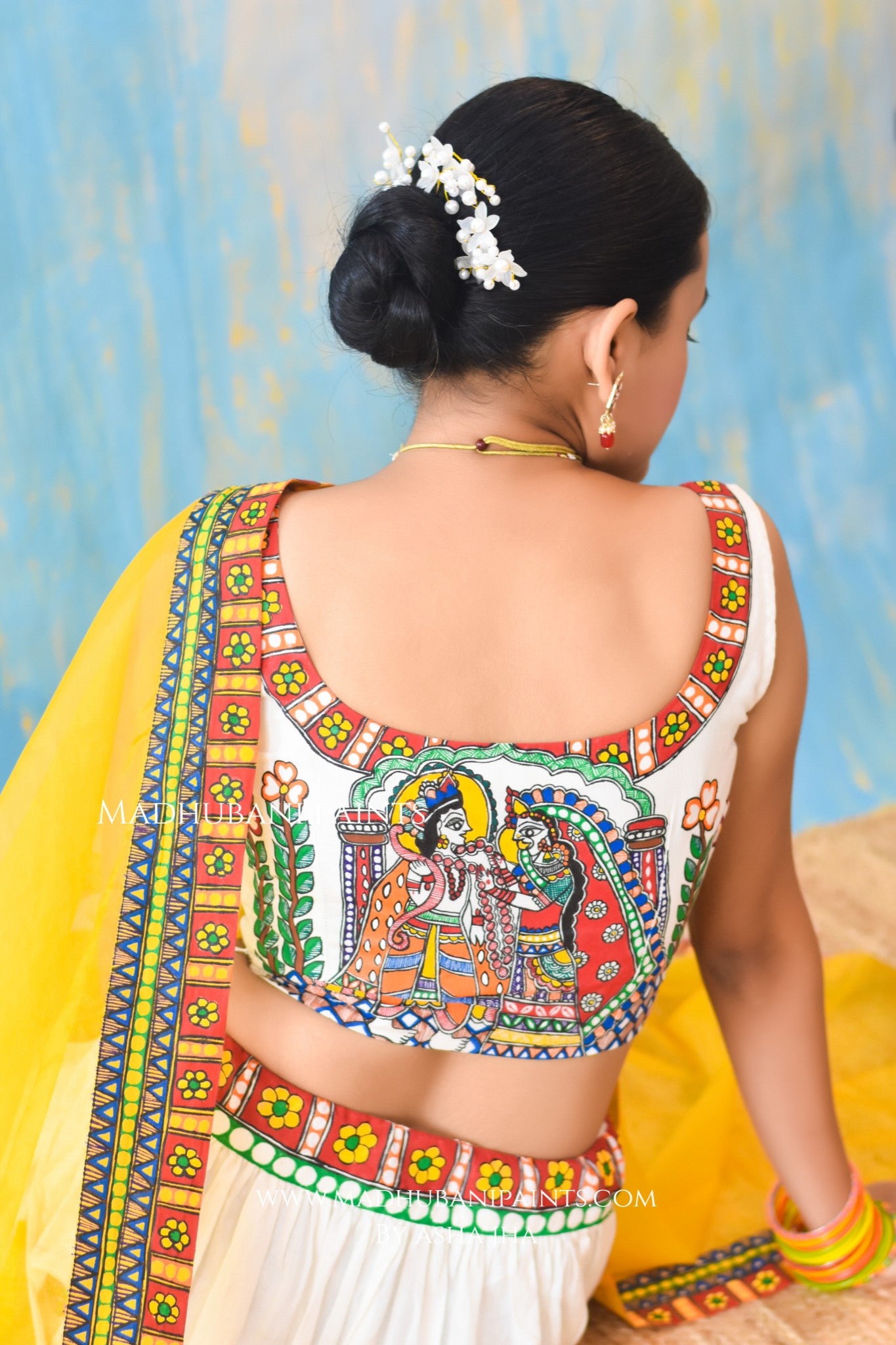 HALDI KE RANG Hand-painted Madhubani Lehnga