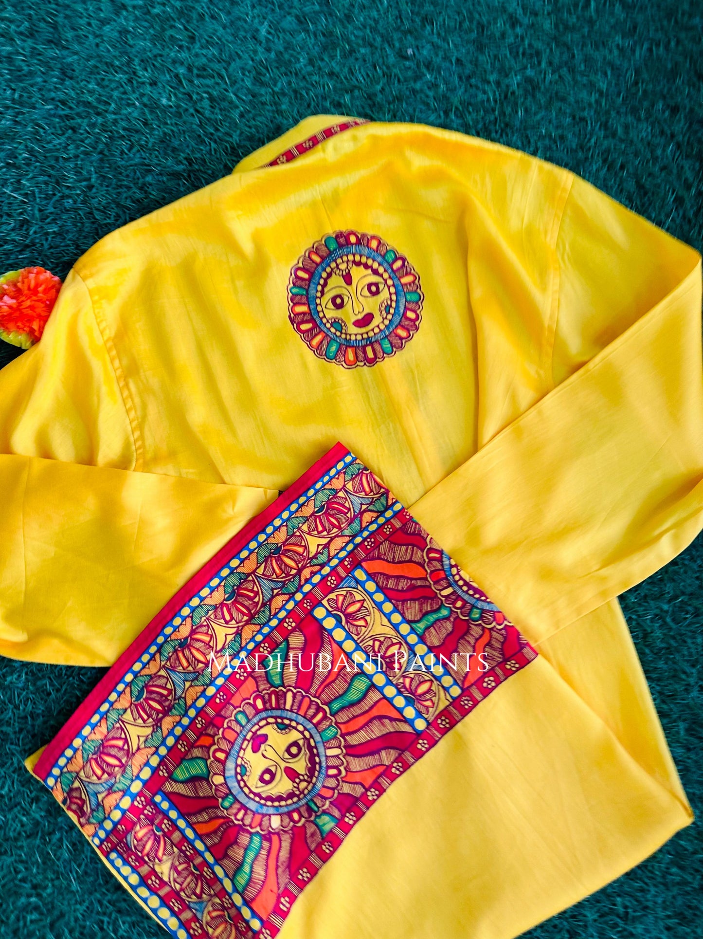 Sunehri Chhath Puja Hand-painted Madhubani Men's Cotton Kurta