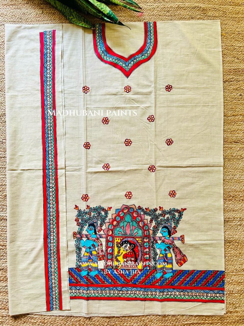 Doli Kahaar Hand painted Unstitched Cotton Suit Set
