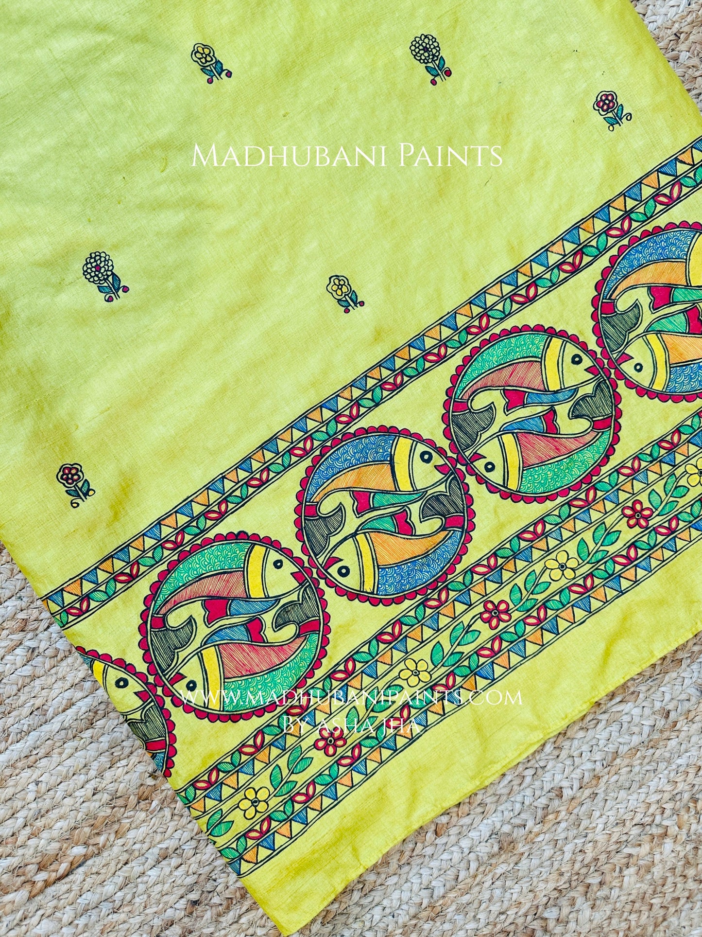 Kohbar Mayur Macchli Handpainted Unstitched Tussar Silk Kurta