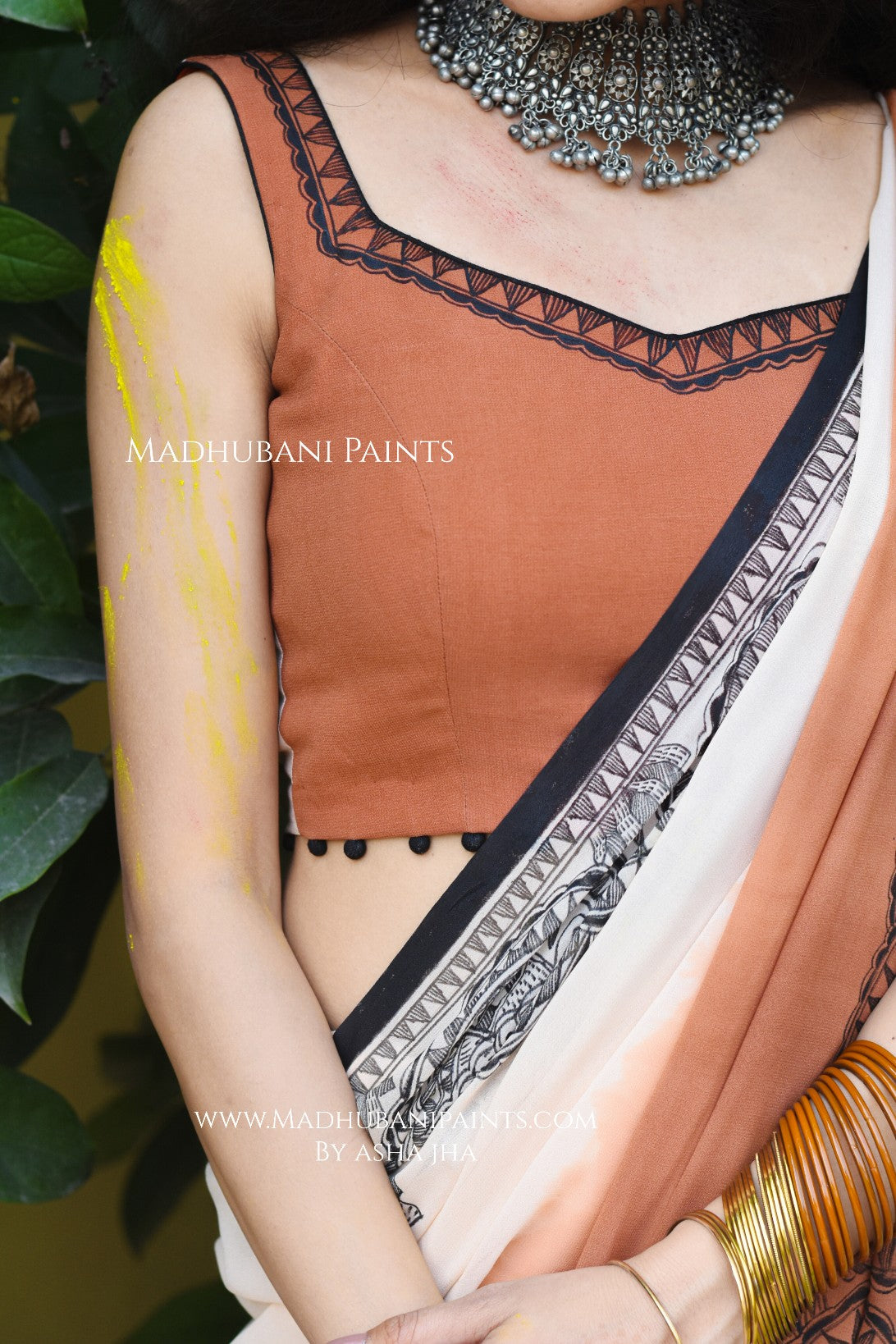PANKHI Handpainted Madhubani Georgette Blouse