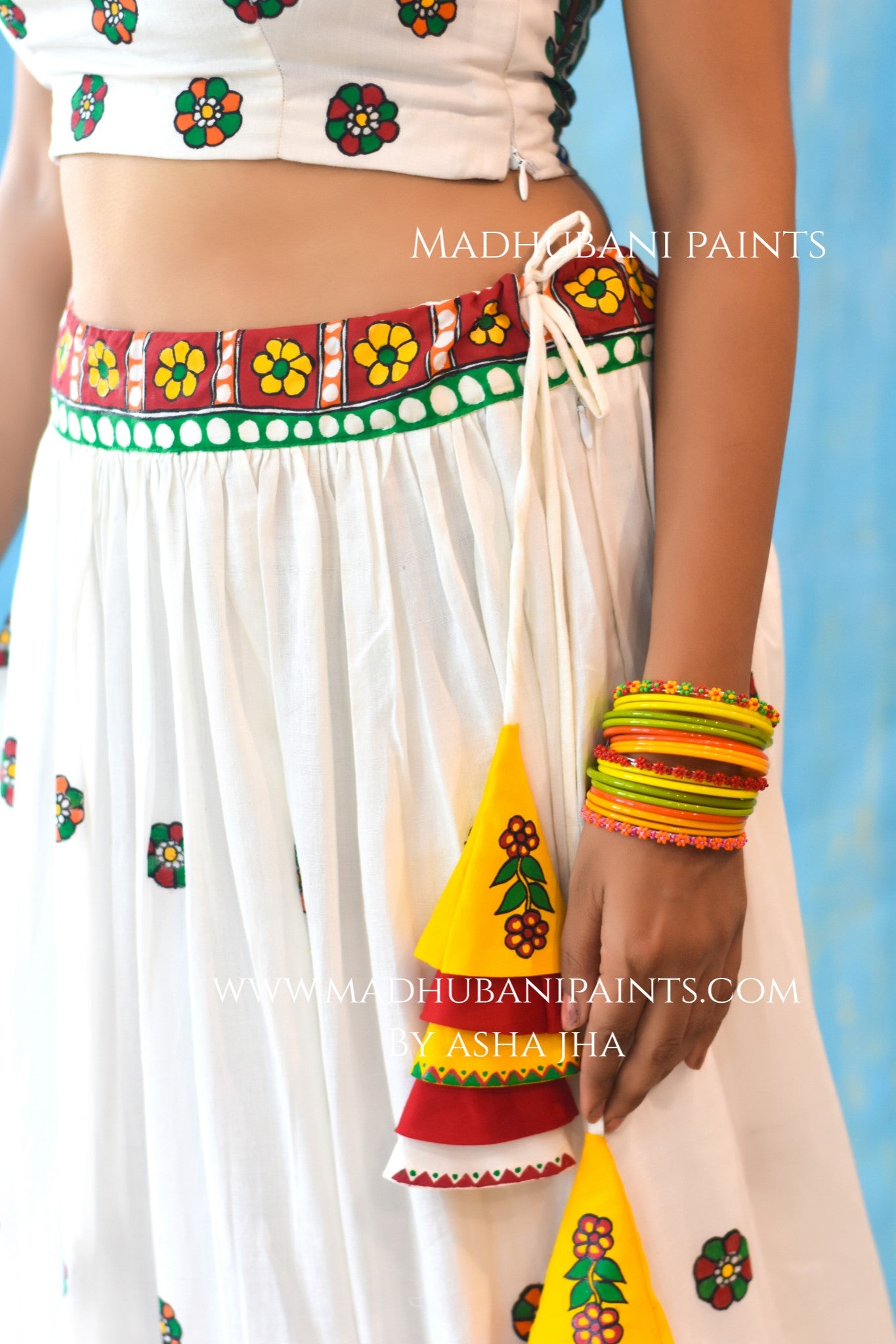 HALDI KE RANG Hand-painted Madhubani Lehnga