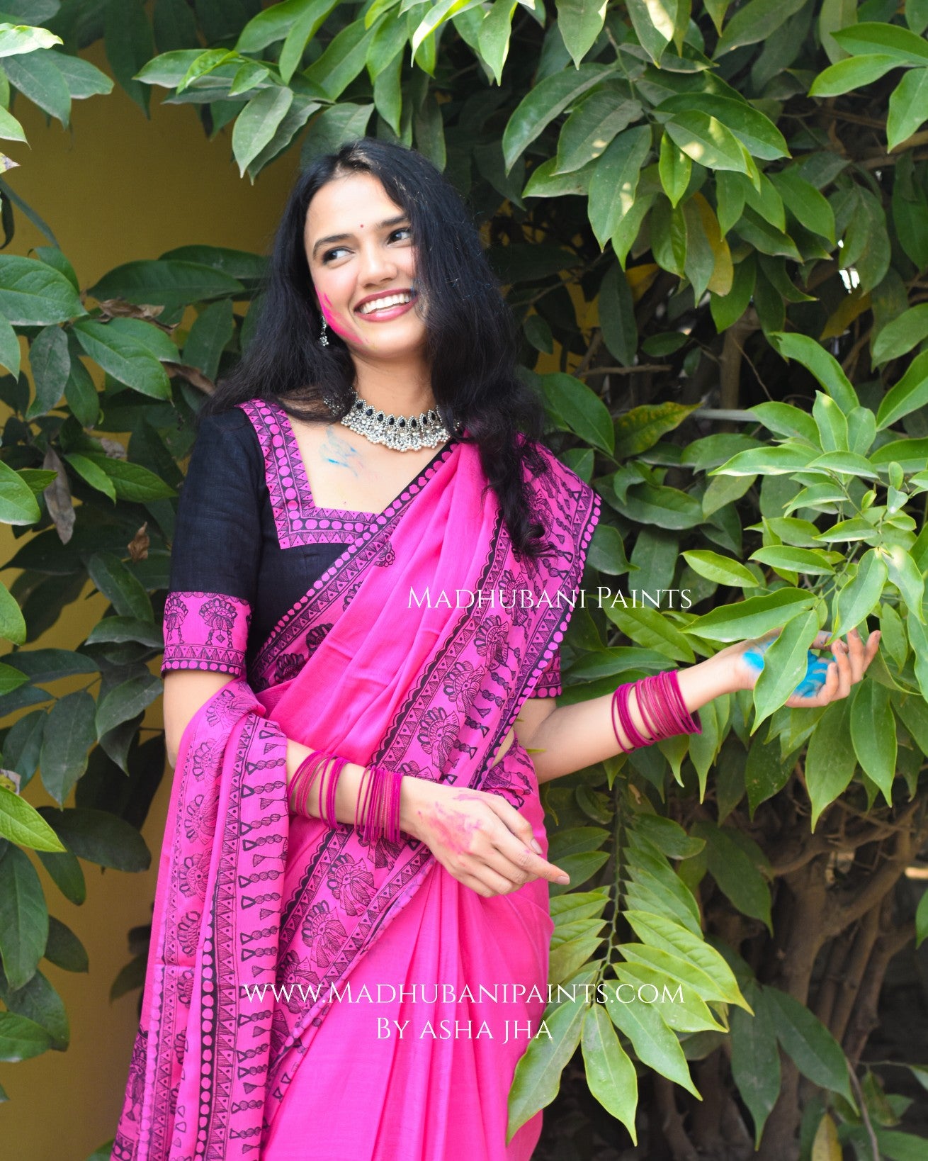 KUMUDINI Hand-painted Madhubani Chiffon Saree
