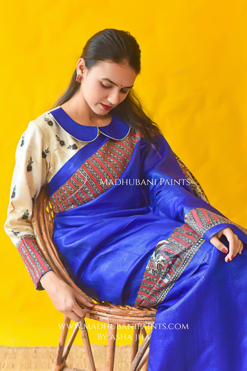 BHAGWATI Hand-painted Tussar Silk Blouse