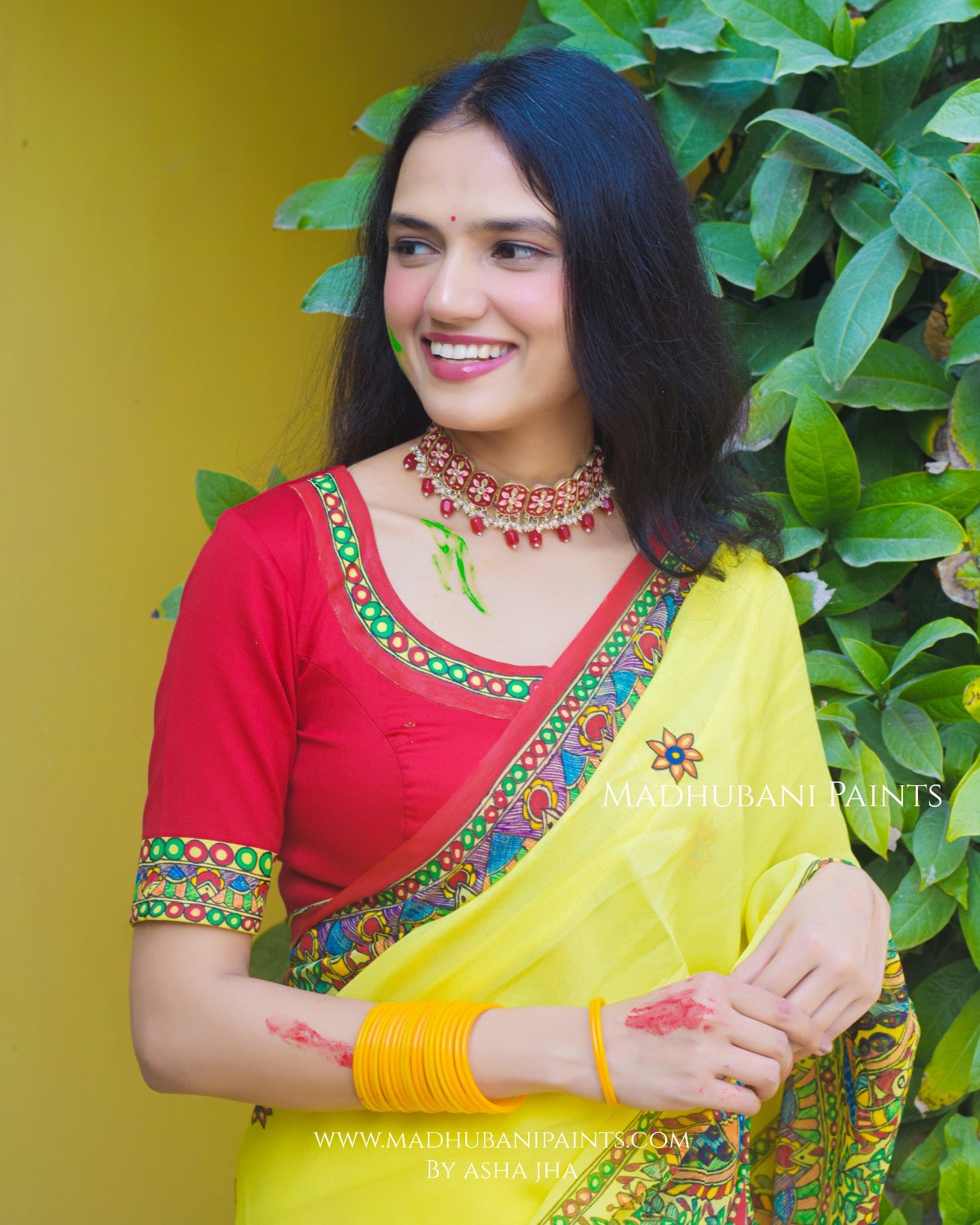 PHAGUA Handpainted Madhubani Georgette Saree