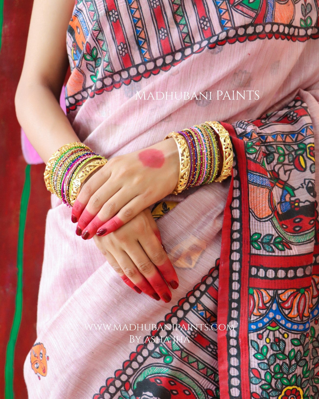 'BHARGAVI' Handpainted Madhubani Chanderi Saree