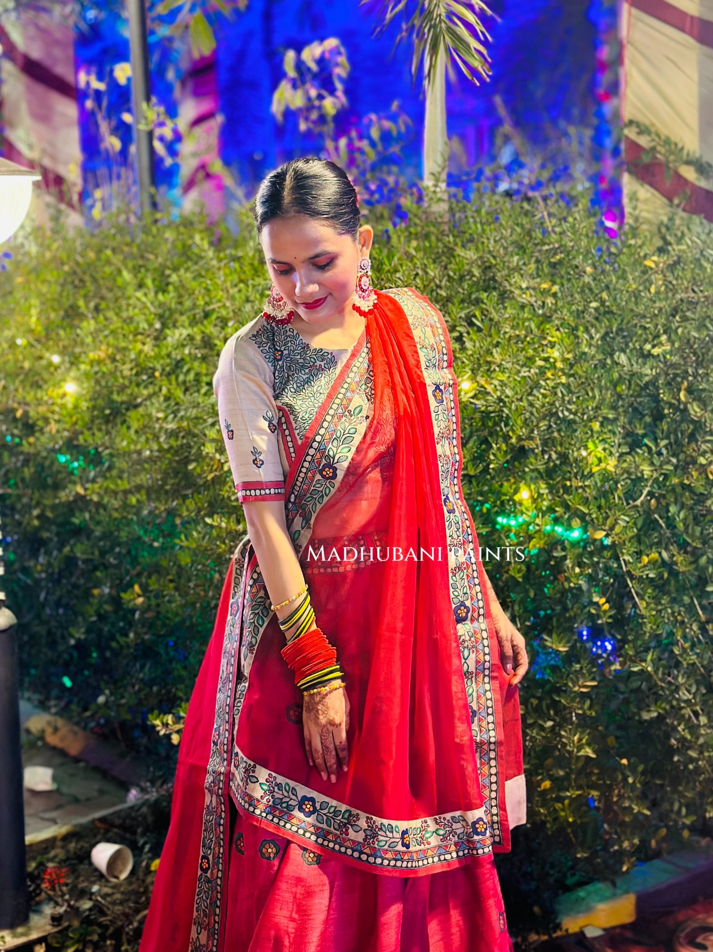 LAALIMA SANGEET Hand-painted Madhubani Lehnga