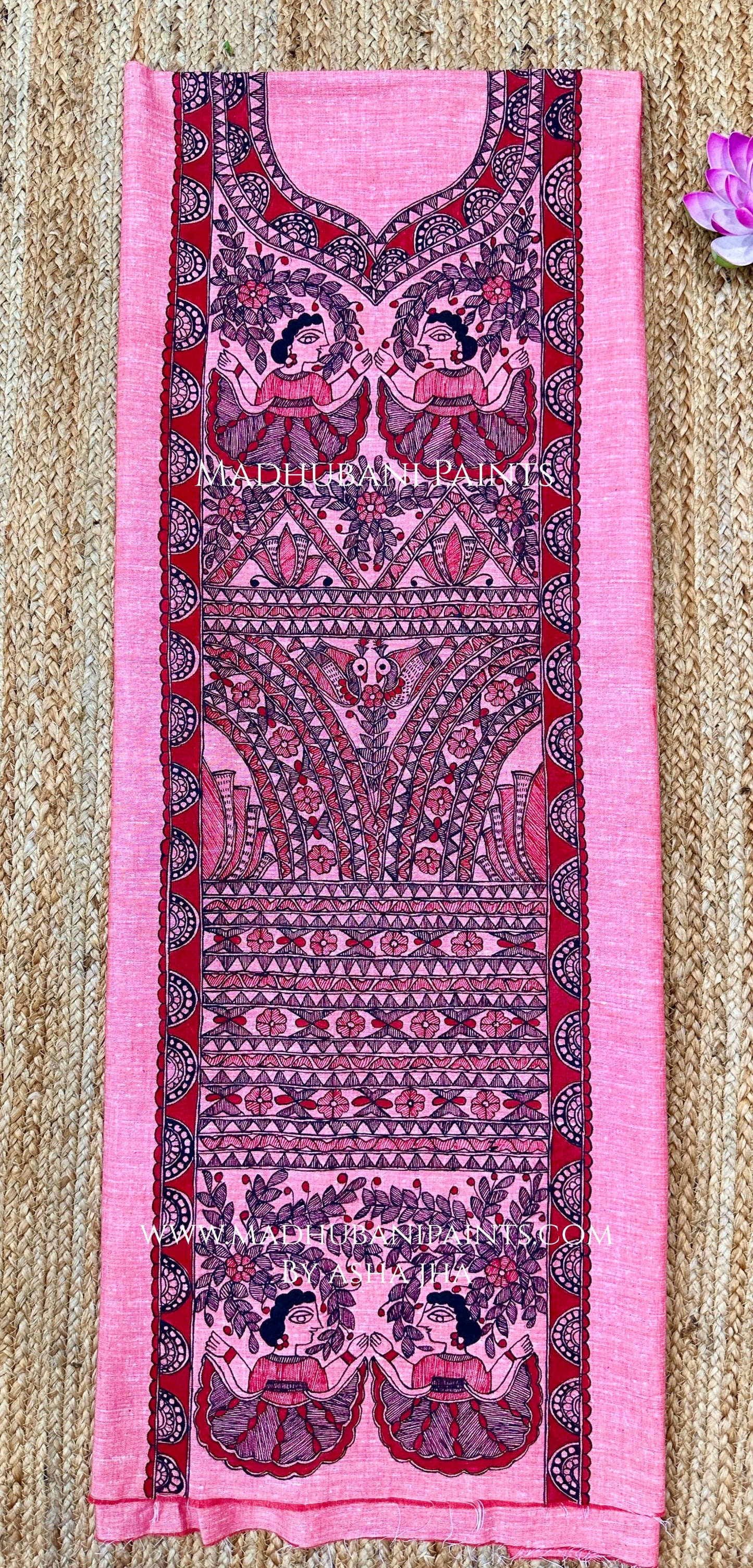 Laal Gudiya Hand-painted Madhubani Painting Cotton Unstitched Kurta