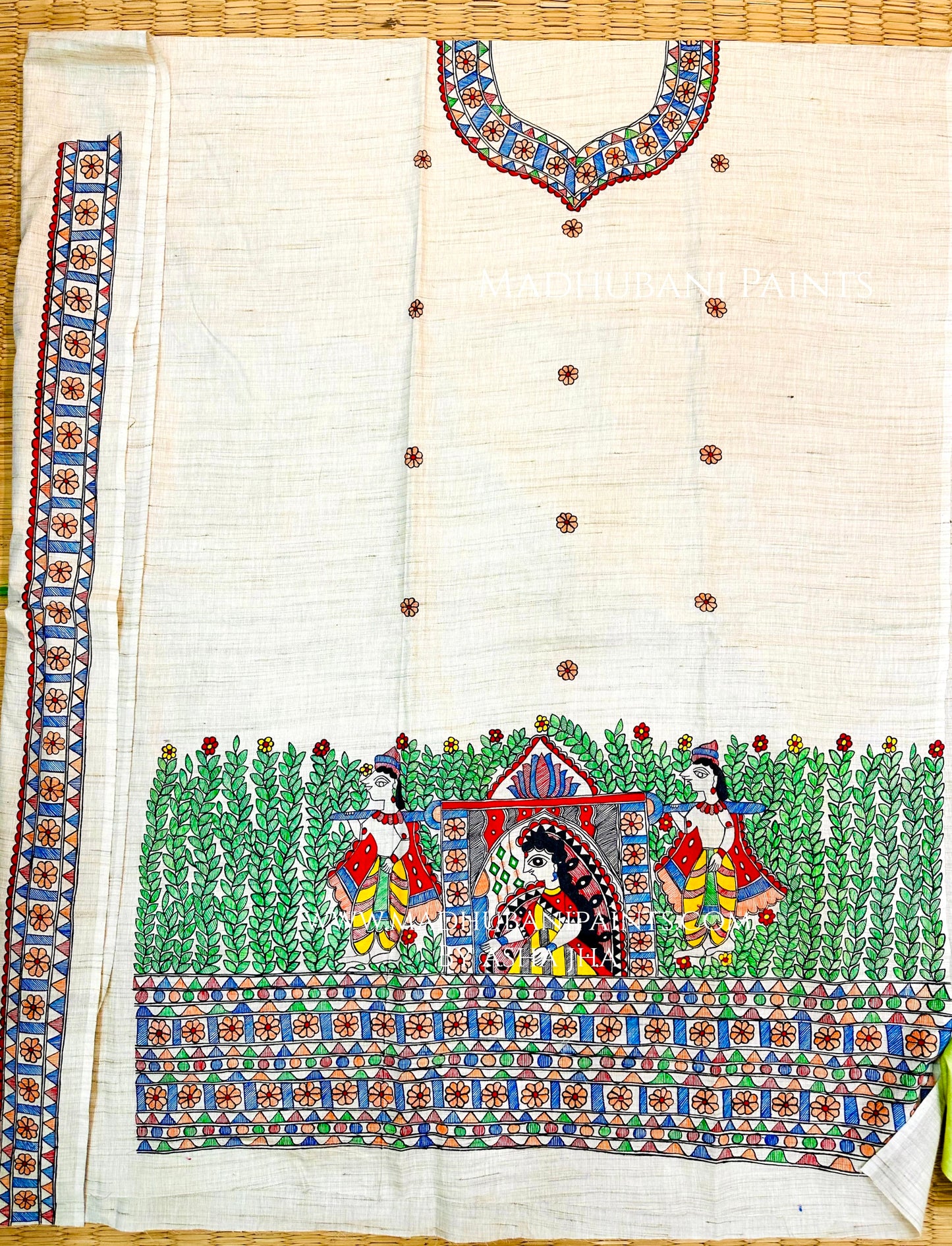 Doli Kahar Hand-painted Madhubani Painting Cotton Unstitched Kurta