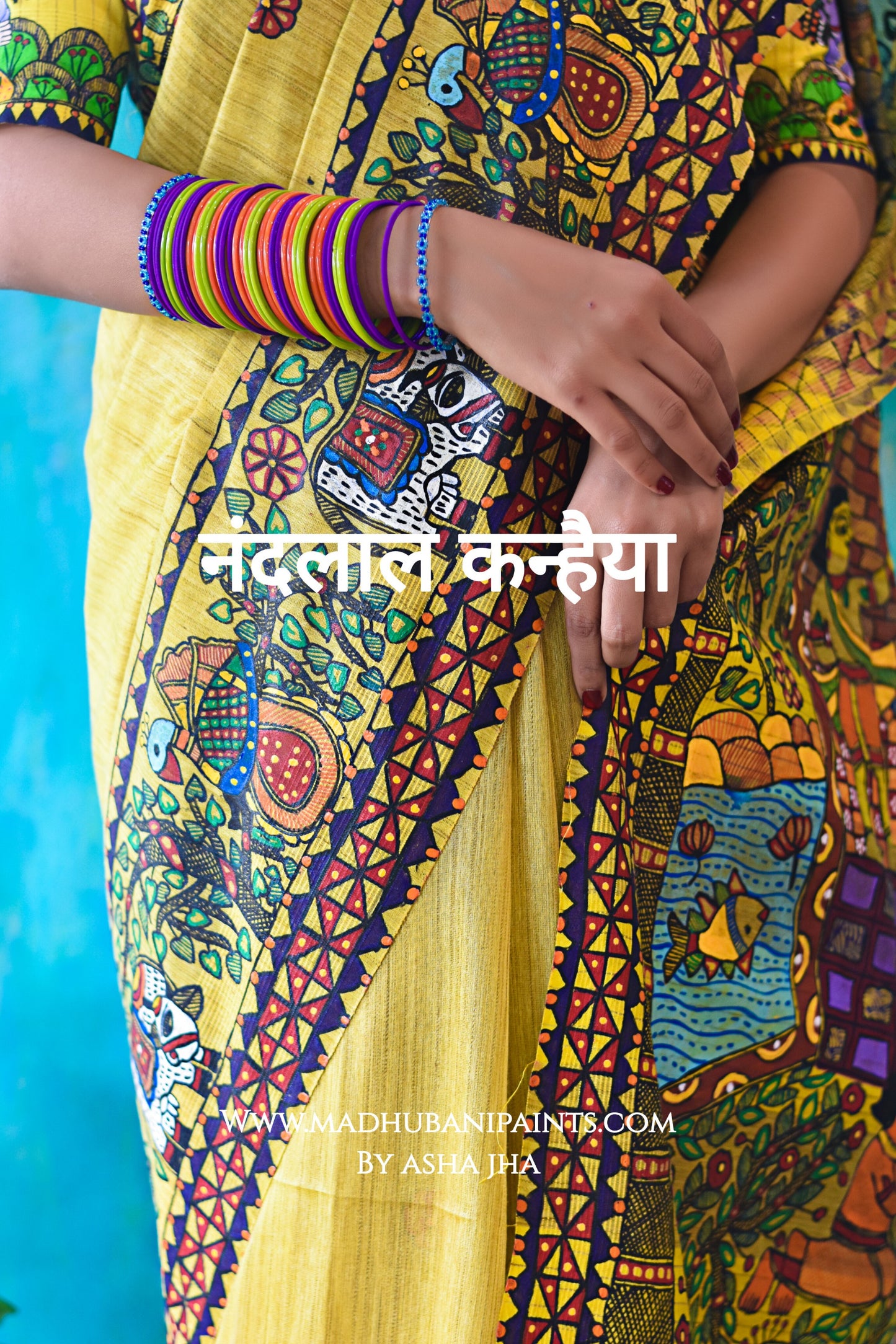 NAANDLAAL KANHAIYA Handpainted Madhubani Chanderi Silk Saree