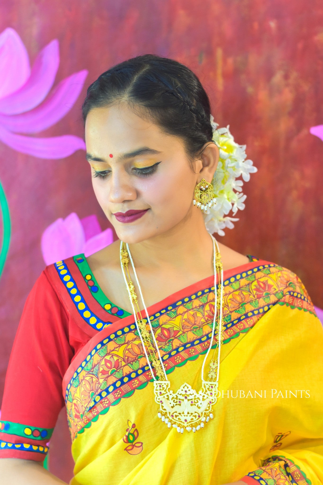 Surya Kiran Chhath Puja Handpainted Madhubani Cotton Blouse