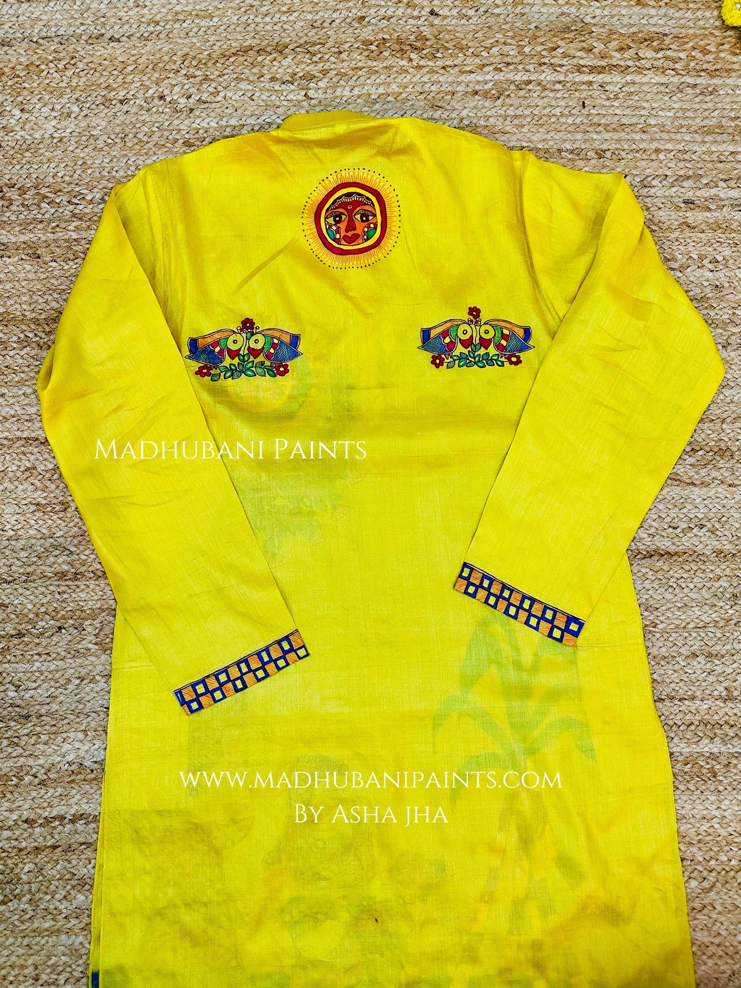 Chhath Puja Hand-painted Madhubani Men's Tussar Silk Kurta