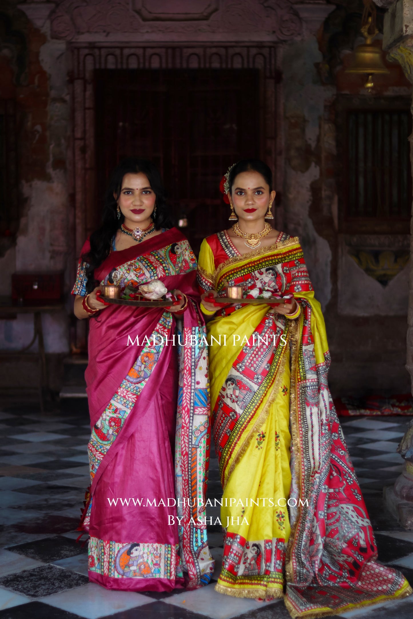 TARA Handpainted Tussar Silk Madhubani Saree