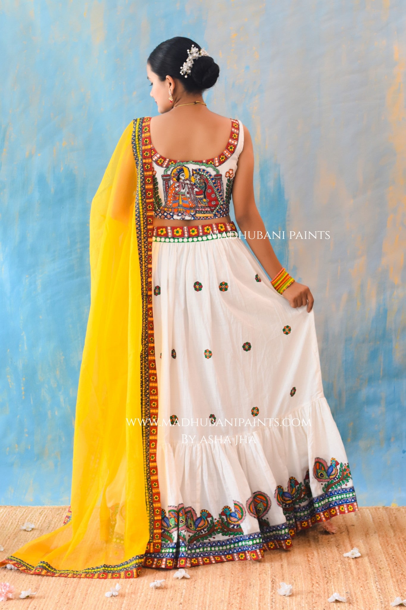 HALDI KE RANG Hand-painted Madhubani Lehnga