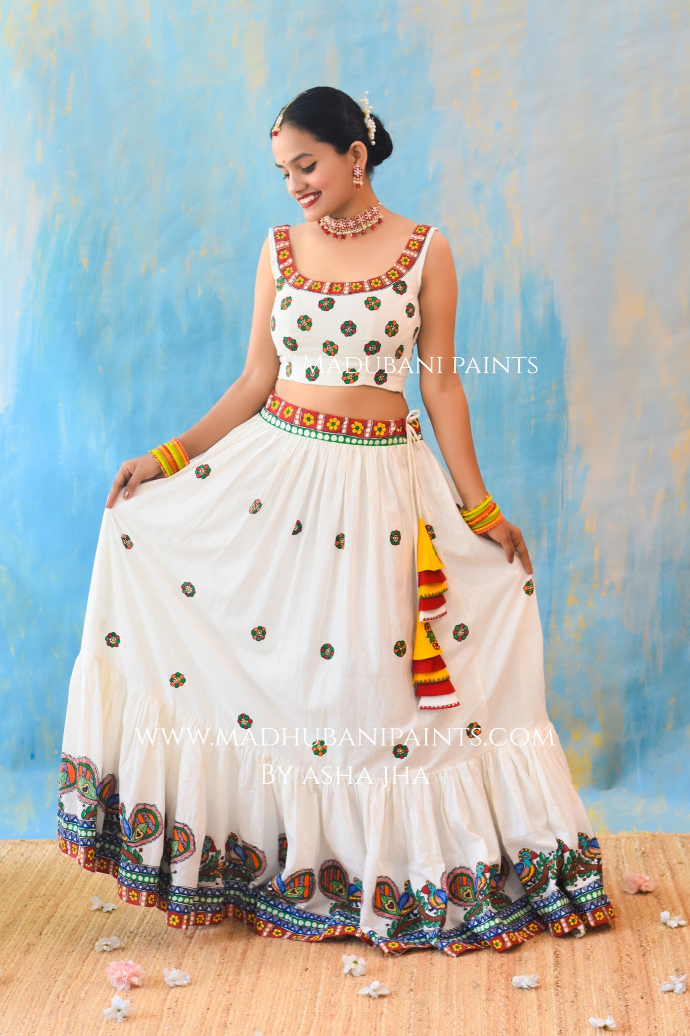 HALDI KE RANG Hand-painted Madhubani Lehnga