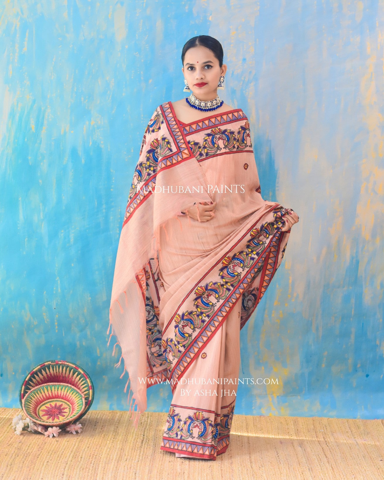 LEELA LAVANYA Hand-painted Madhubani Chanderi Saree